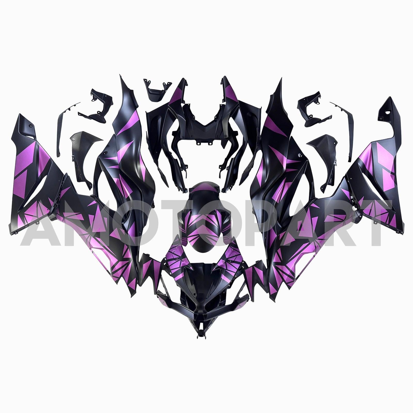 Amotopart 2019-2023 Kawasaki ZX6R Black&Pink Fairing Kit