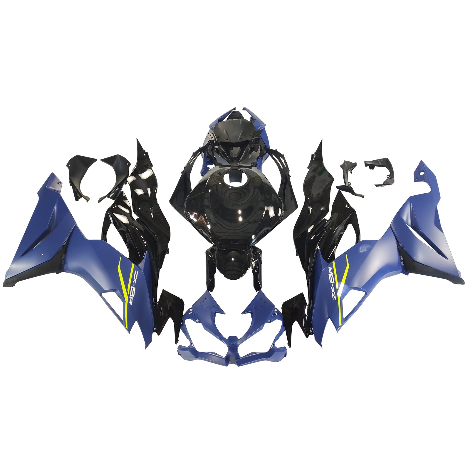 Amotopart 2019-2023 Kawasaki ZX6R Black Blue Fairring Kit