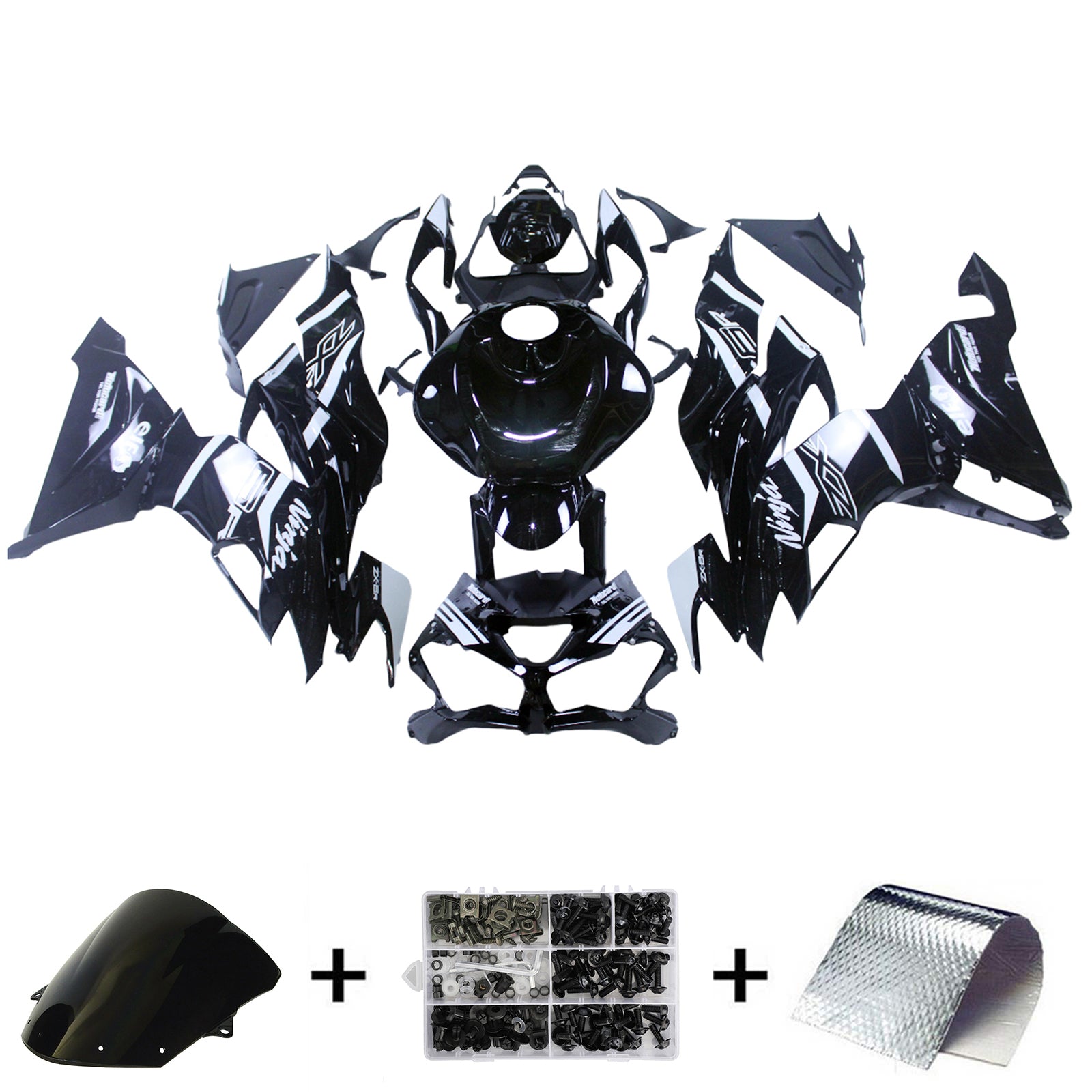 Amotopart 2019-2023 Kawasaki ZX6R Black Fairing Kit