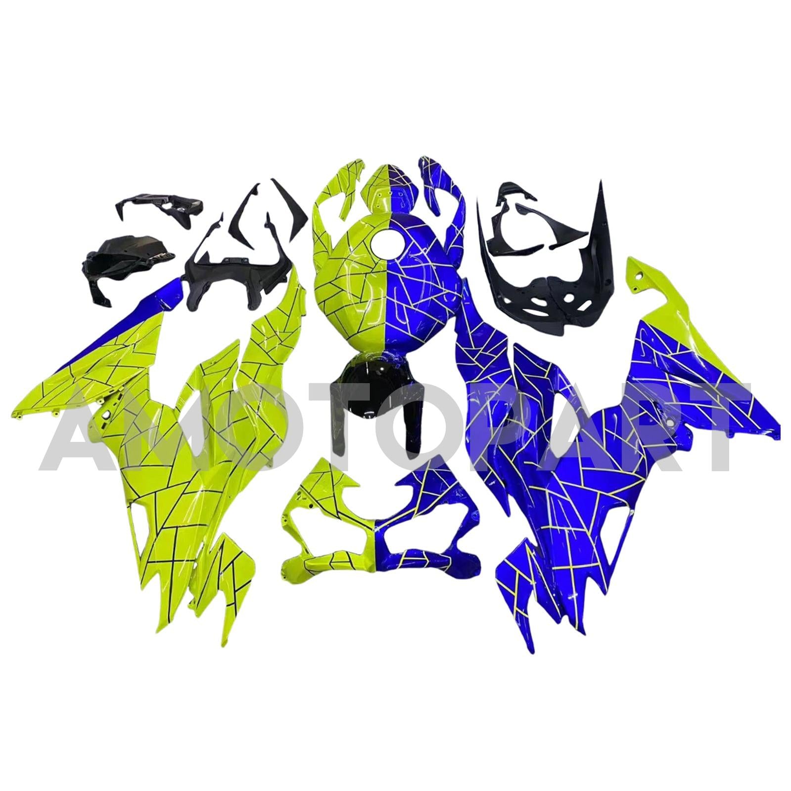 Amotopart 2019-2023 Kawasaki ZX6R Blue Yellow Fairing Kit