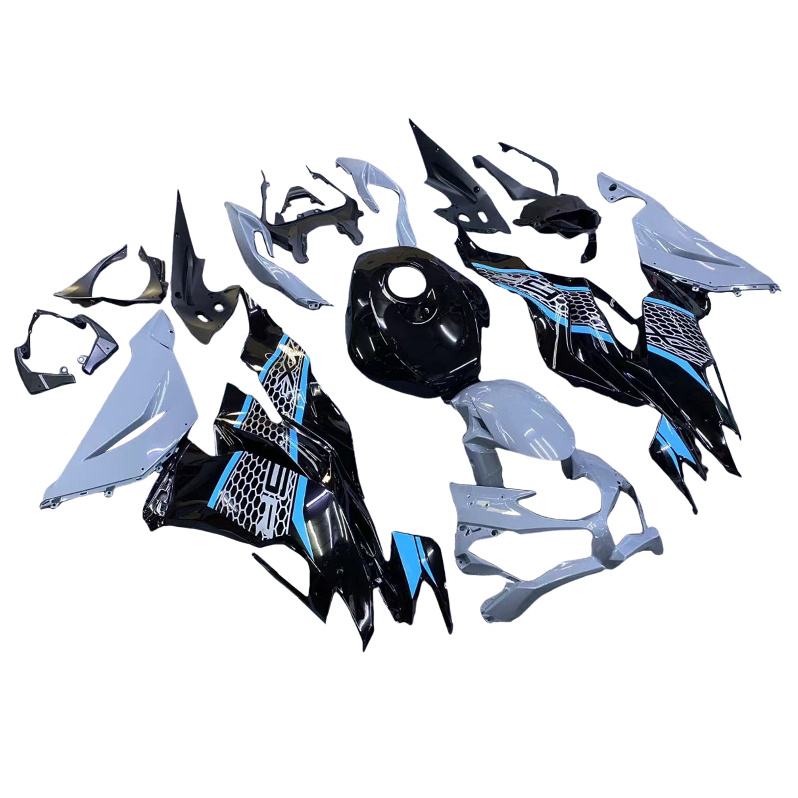 Amotopart 2019-2023 Kawasaki ZX6R Black Grey Fairing Kit