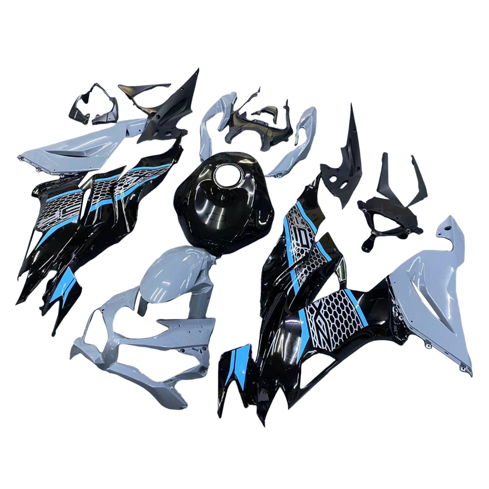 Amotopart 2019-2023 Kawasaki ZX6R Black Grey Fairing Kit