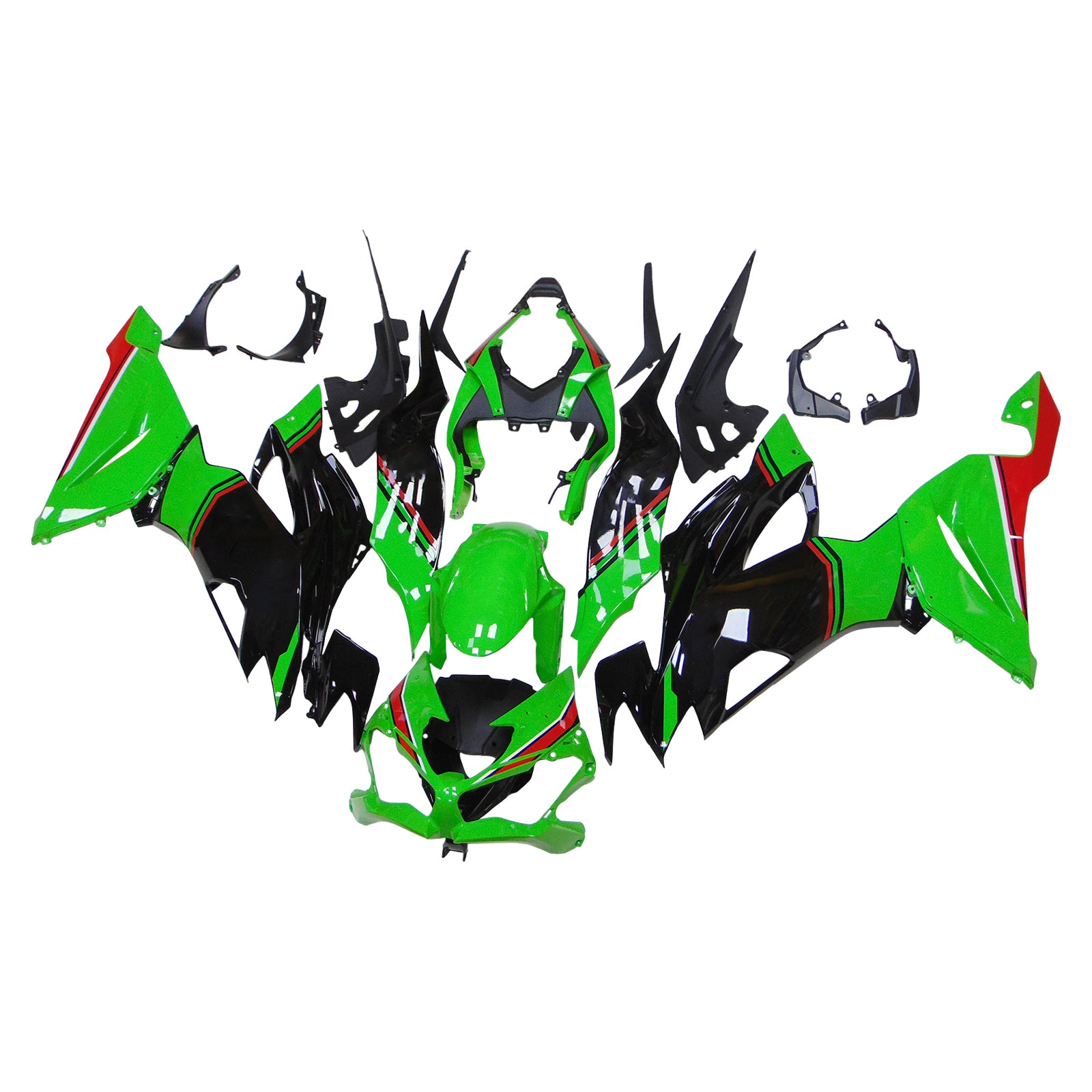 Amotopart 2019-2023 Kawasaki ZX6R Green Black Fairing Kit