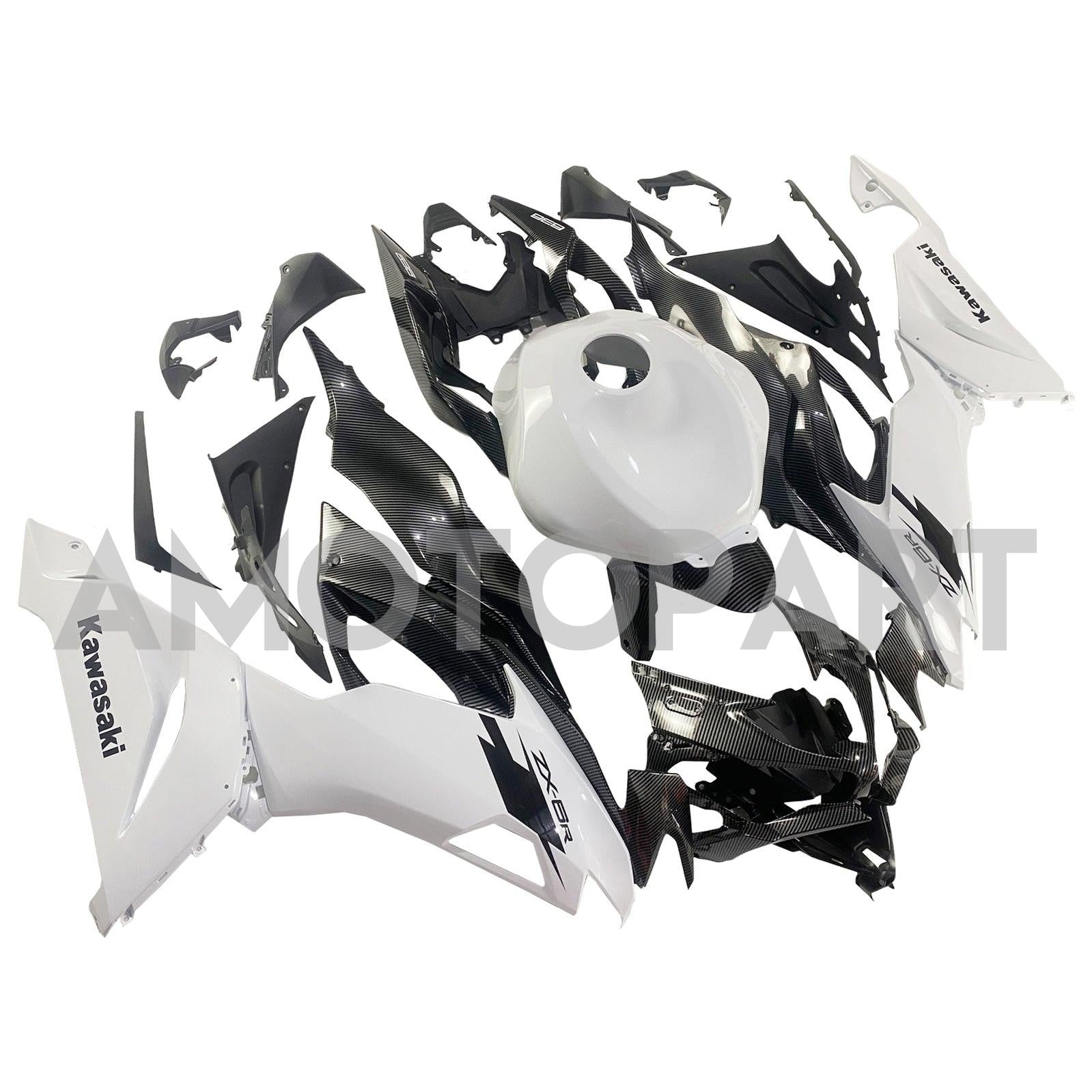 Amotopart 2019-2023 Kawasaki ZX6R Carbon Fiber White Fairing Kit