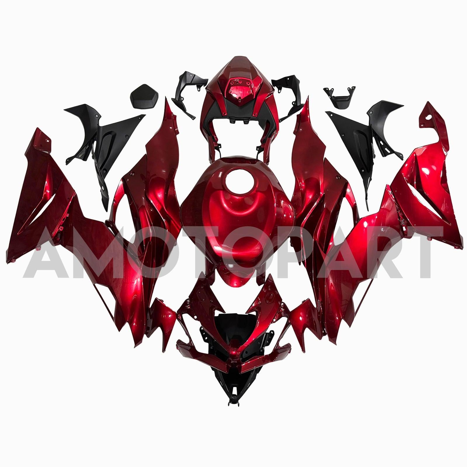 Amotopart 2019-2023 Kawasaki ZX6R Glossy Red Fairing Kit
