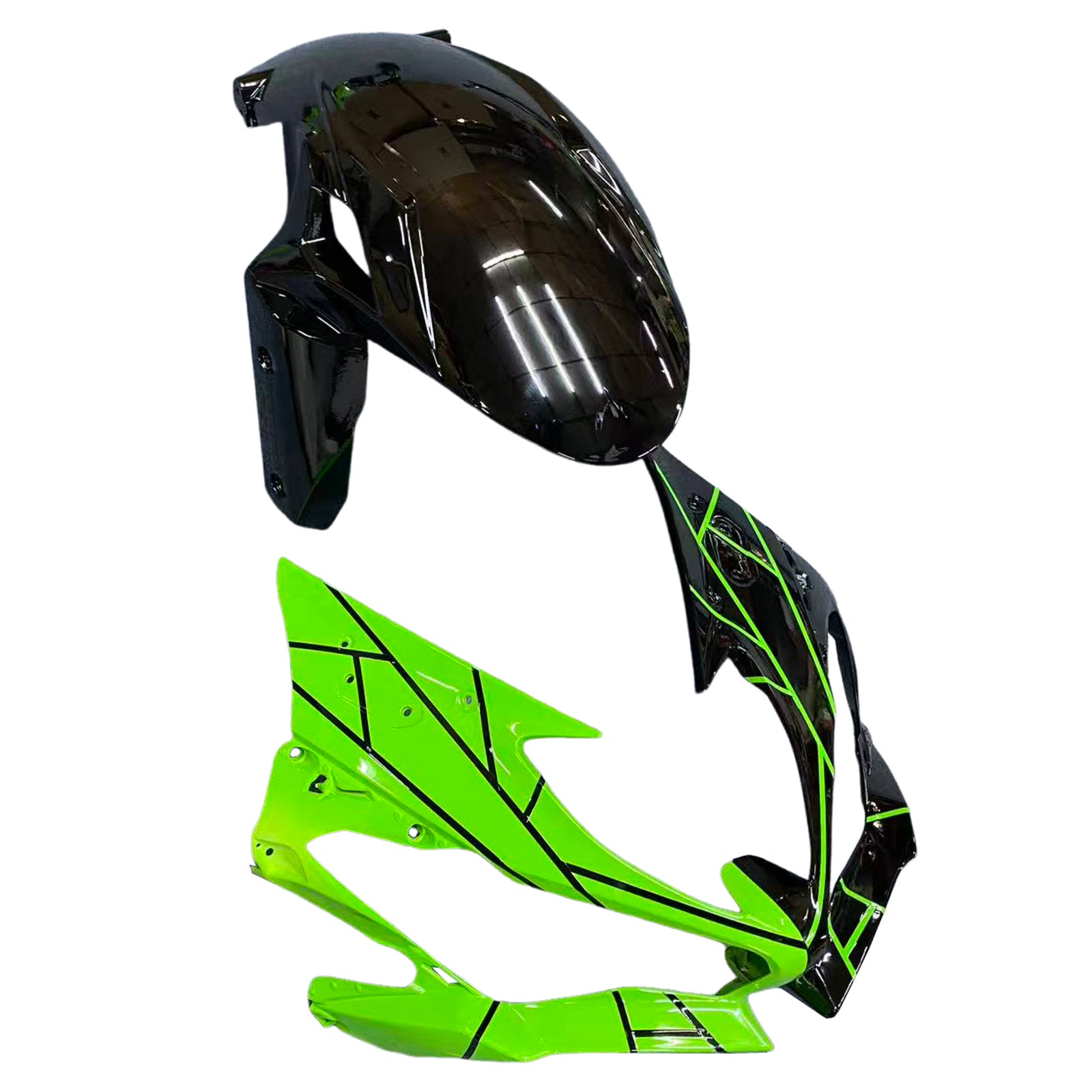 Amotopart 2019-2023 Kawasaki ZX6R Green Black Fairing Kit