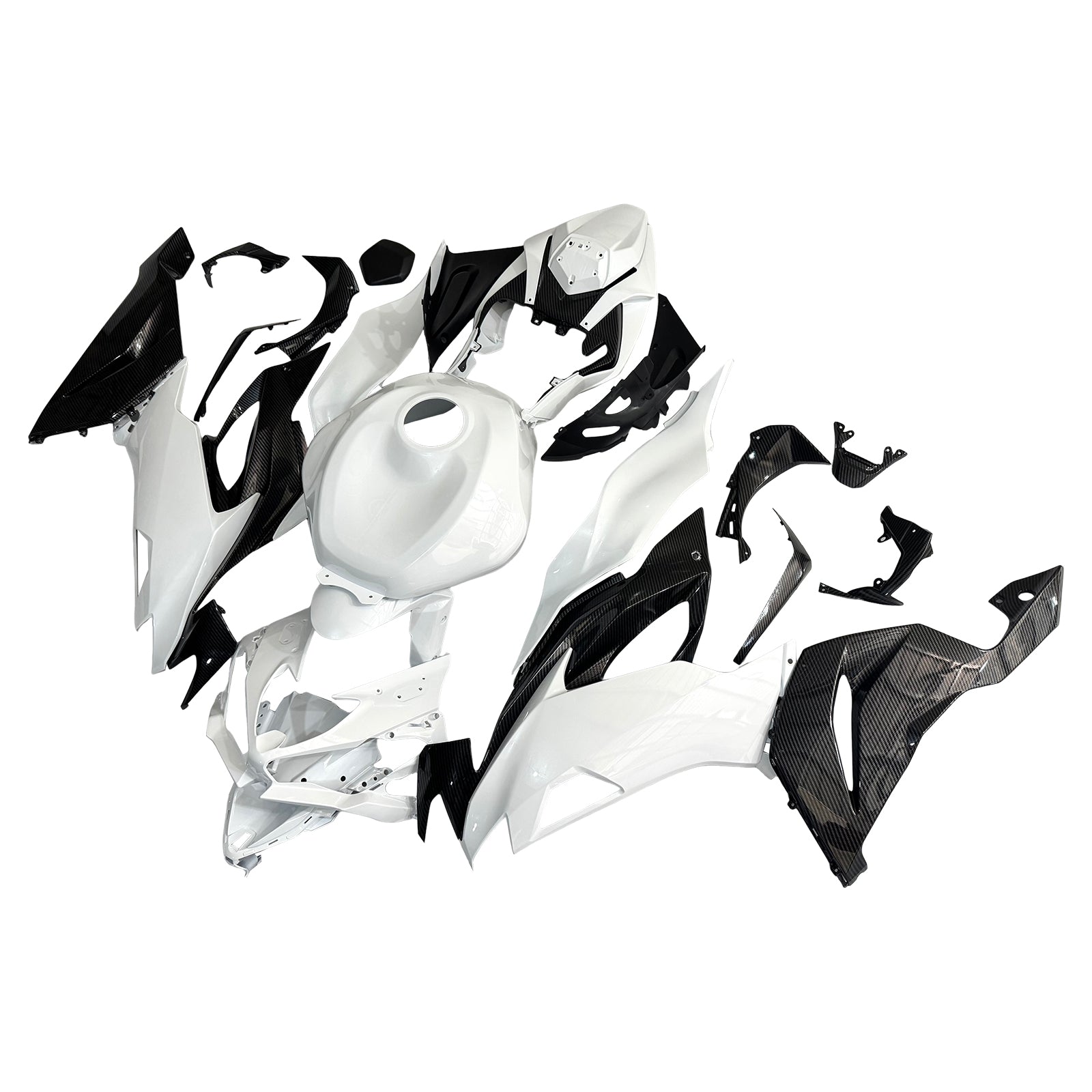 Amotopart 2019–2023 Kawasaki ZX6R Verkleidungsset in Schwarz, Perlweiß