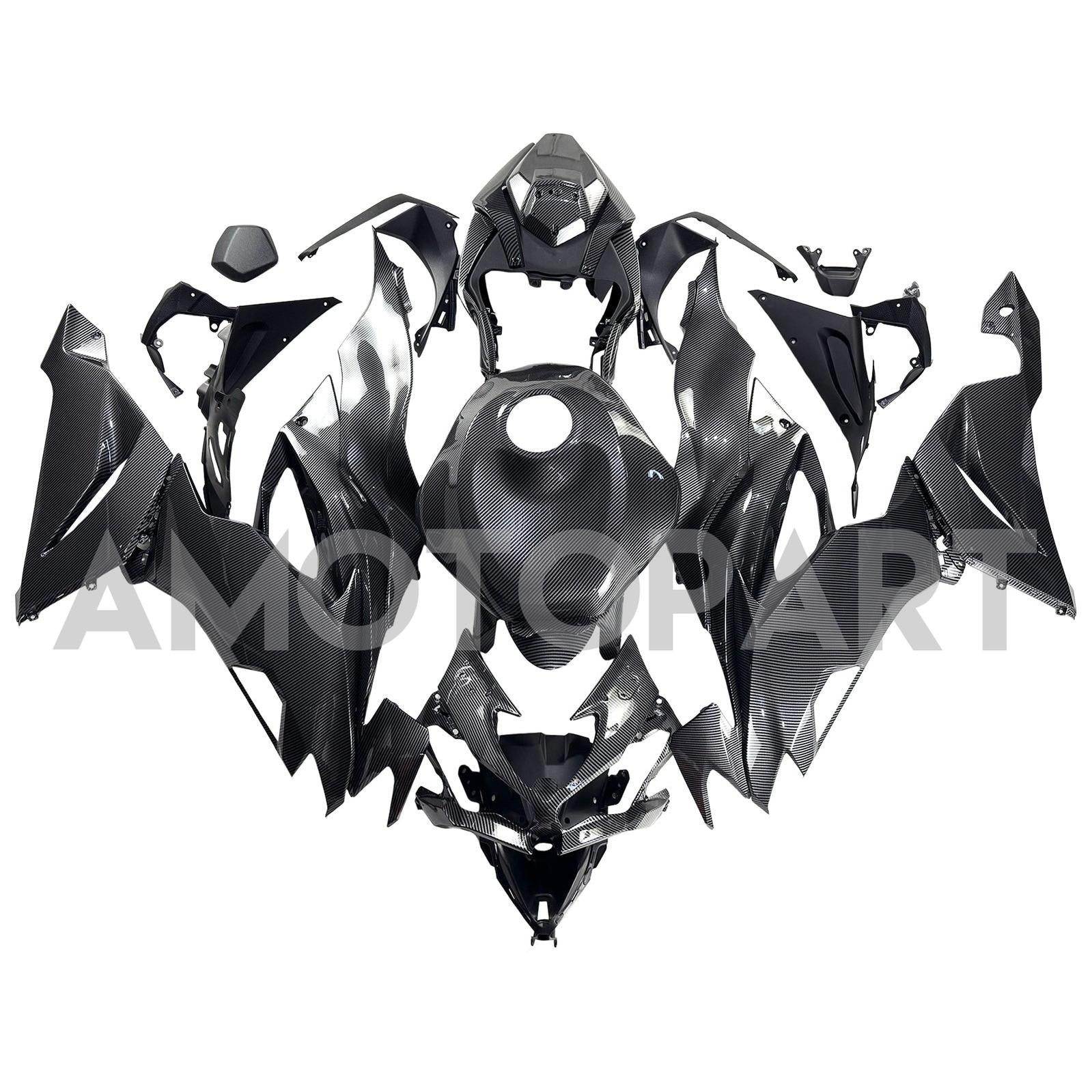 Amotopart 2019-2023 Kawasaki ZX6R Carbon Fiber Pattern Fairing Kit