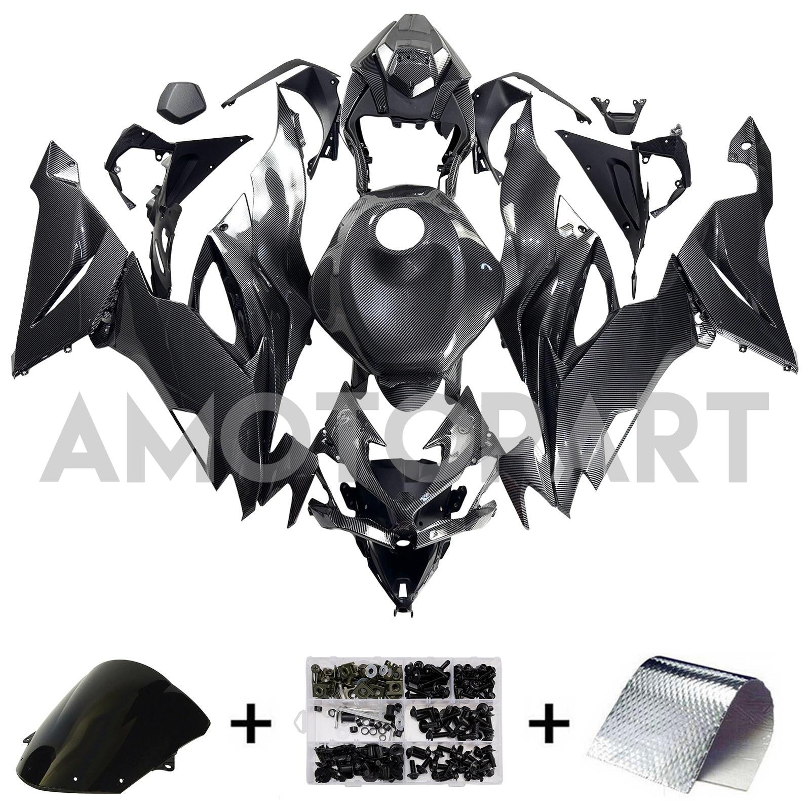 Amotopart 2019-2023 Kawasaki ZX6R Carbon Fiber Pattern Fairing Kit