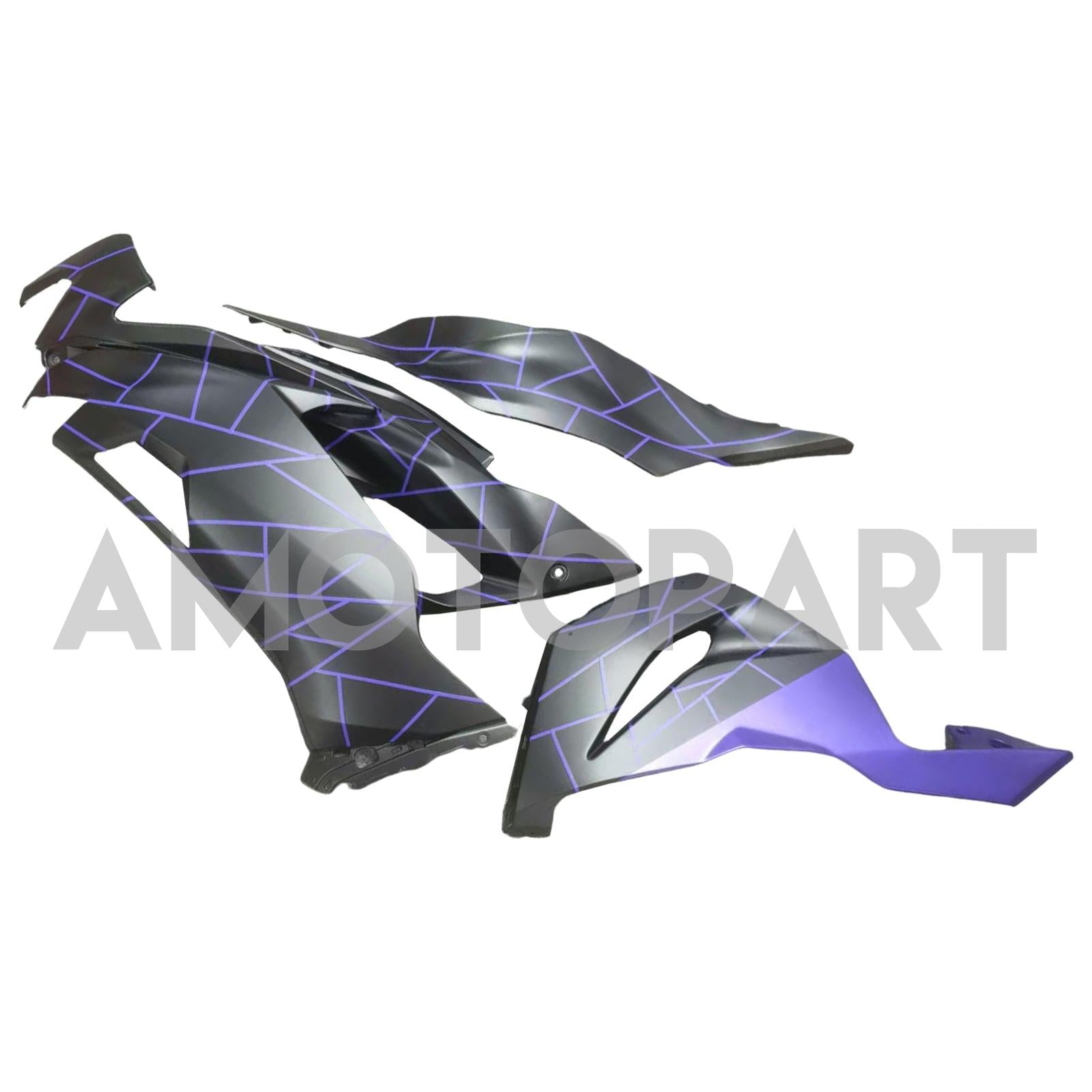 Amotopart 2019-2023 Kawasaki ZX6R Midnight Purple Matte Black Fairing Kit