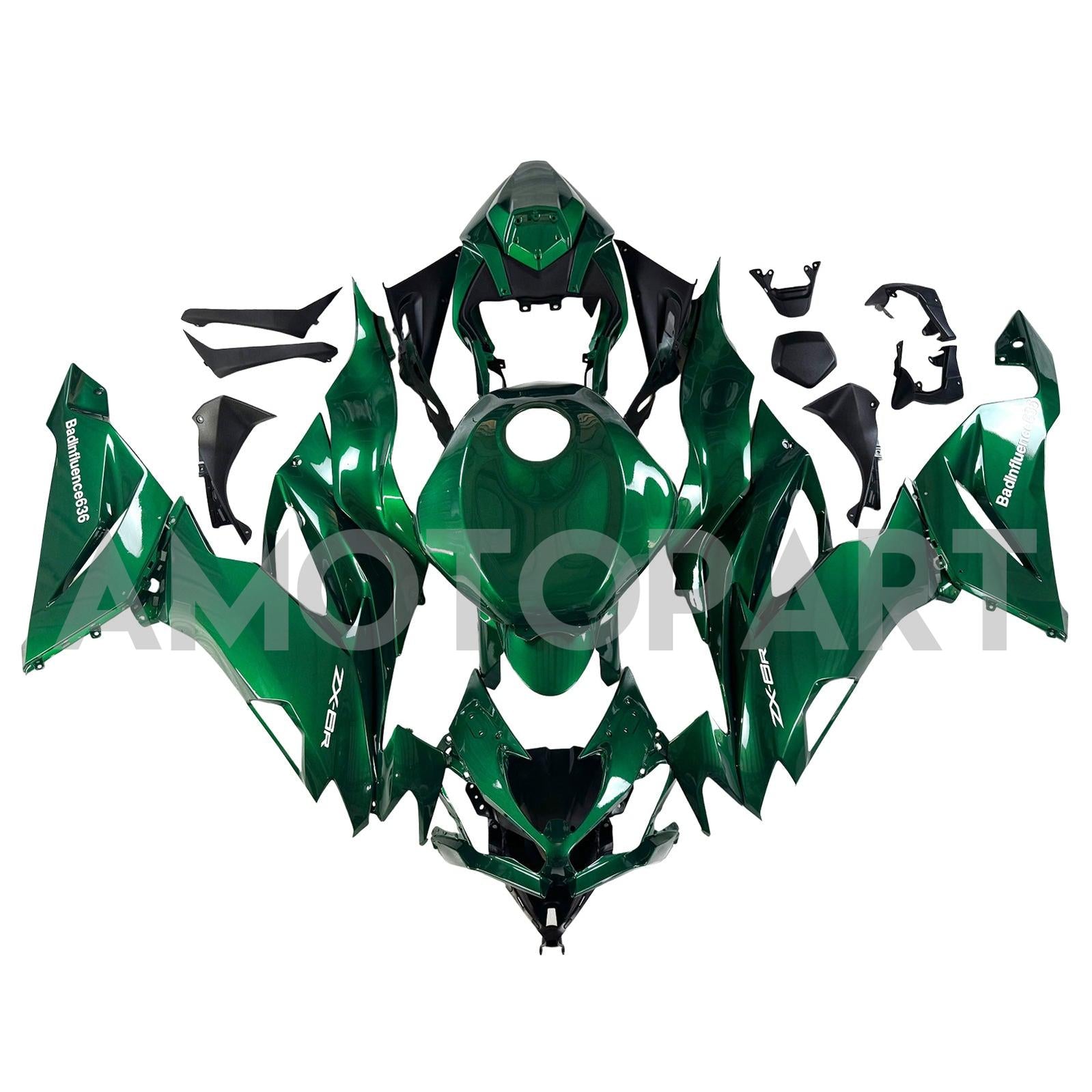 Amotopart 2019-2023 Kawasaki ZX6R Green Fairing Kit