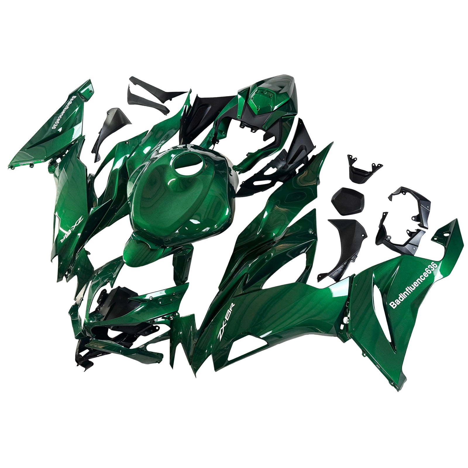 Amotopart 2019-2023 Kawasaki ZX6R Green Fairing Kit