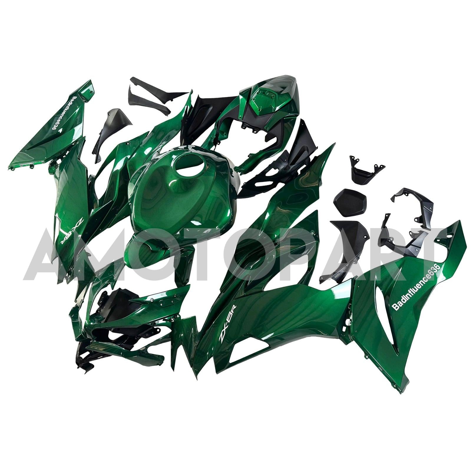 Amotopart 2019-2023 Kawasaki ZX6R Green Fairing Kit
