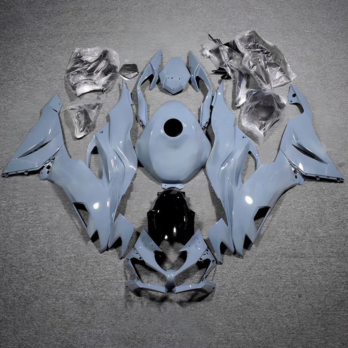 Amotopart 2019-2023 Kawasaki ZX6R Grå Gul Fairing Kit