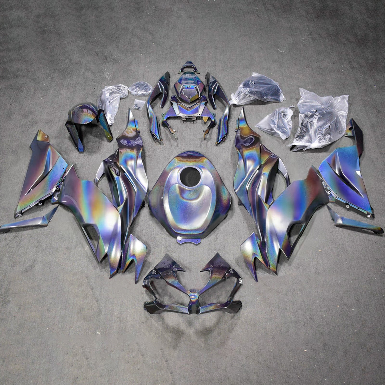 Amotopart 2019-2023 Kawasaki ZX6R Rainbow Fairing Kit