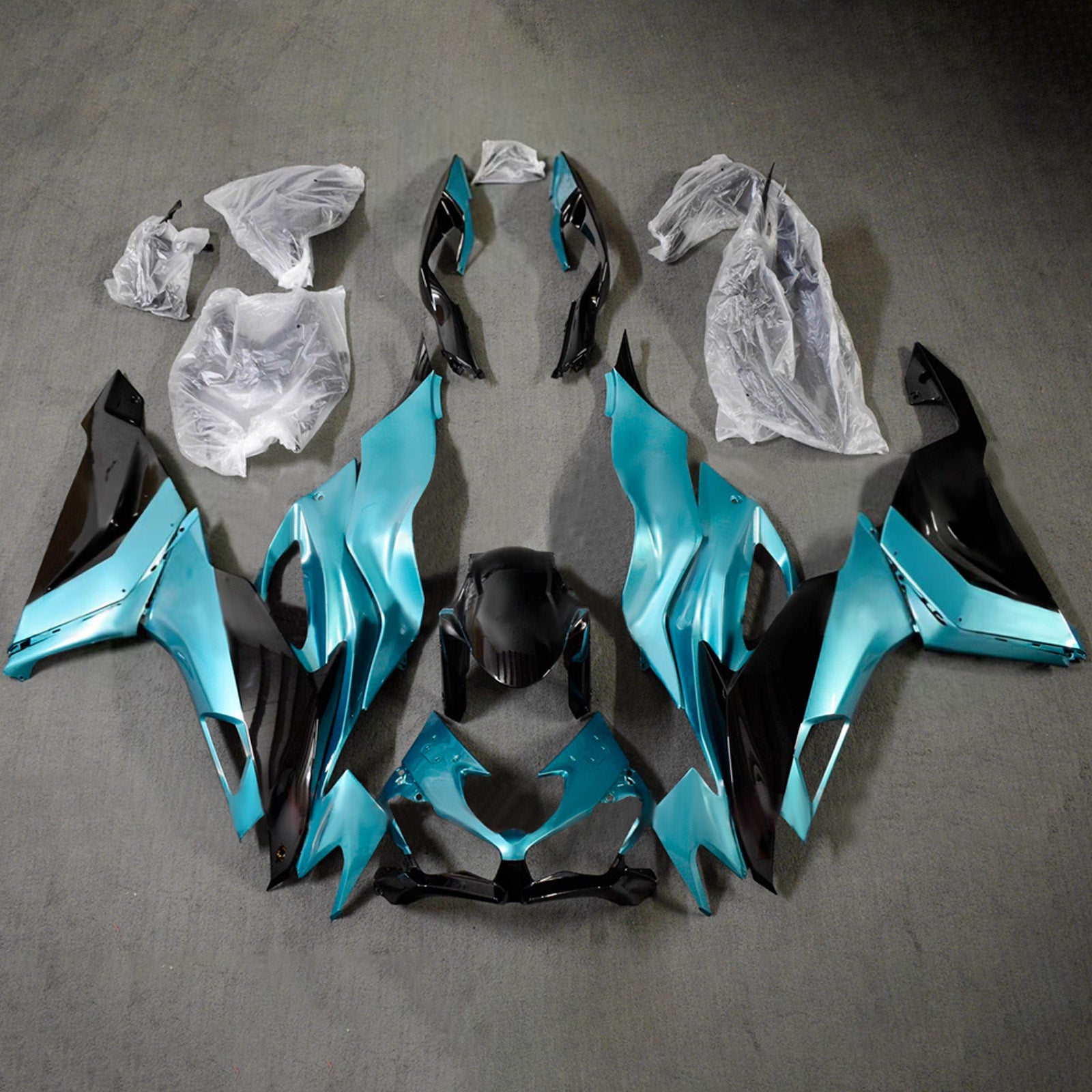 Amotopart 2019–2023 Kawasaki ZX6R Blau Schwarz Verkleidungsset