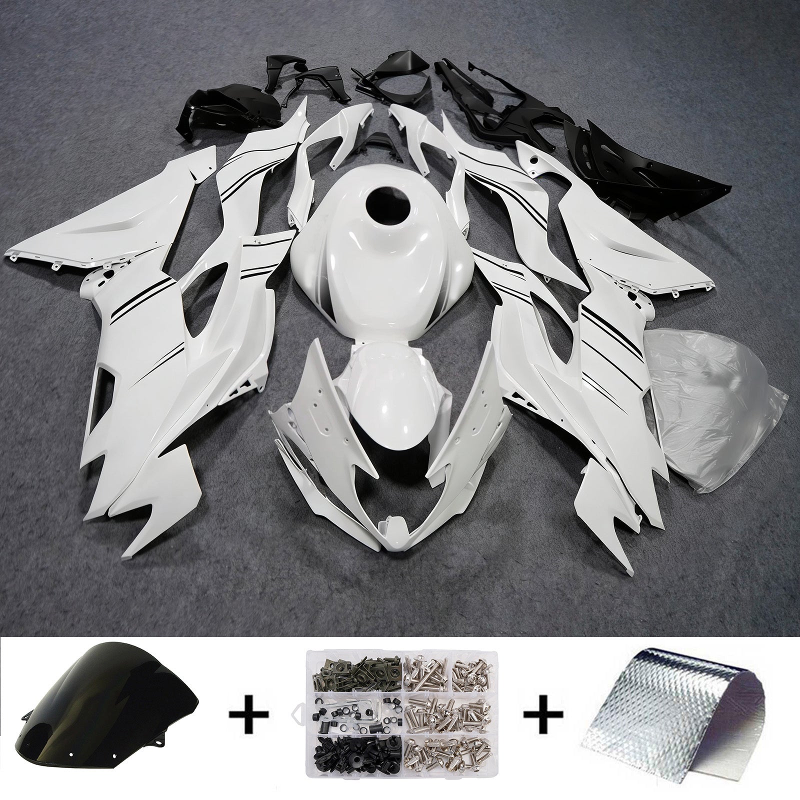 Sada kapotáže Amotopart 2019-2023 Kawasaki ZX6R White Black