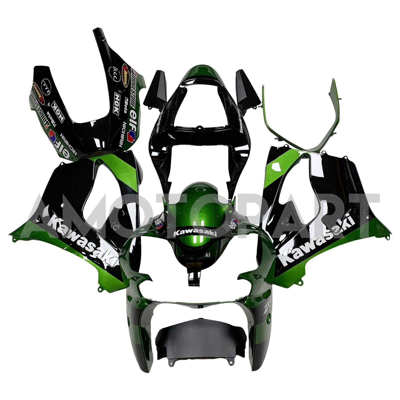 Amotopart Kawasaki 2002-2003 ZX9R Dark Green Black Fairing Kit
