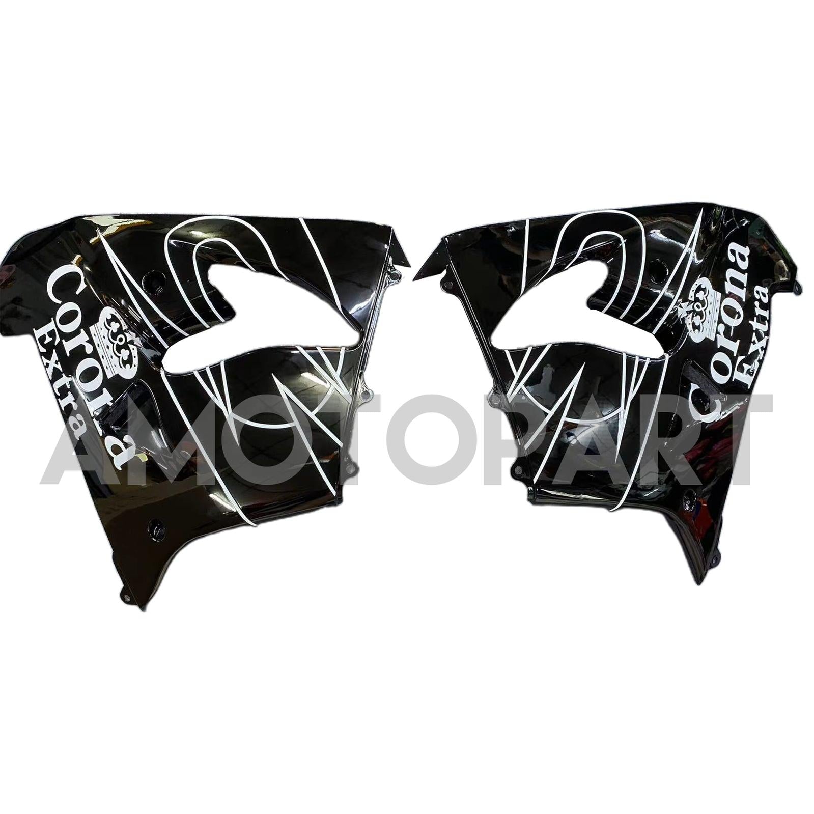 Amotopart 2002-2003 Kawasaki ZX9R Black & White Stripe Fairing Kit