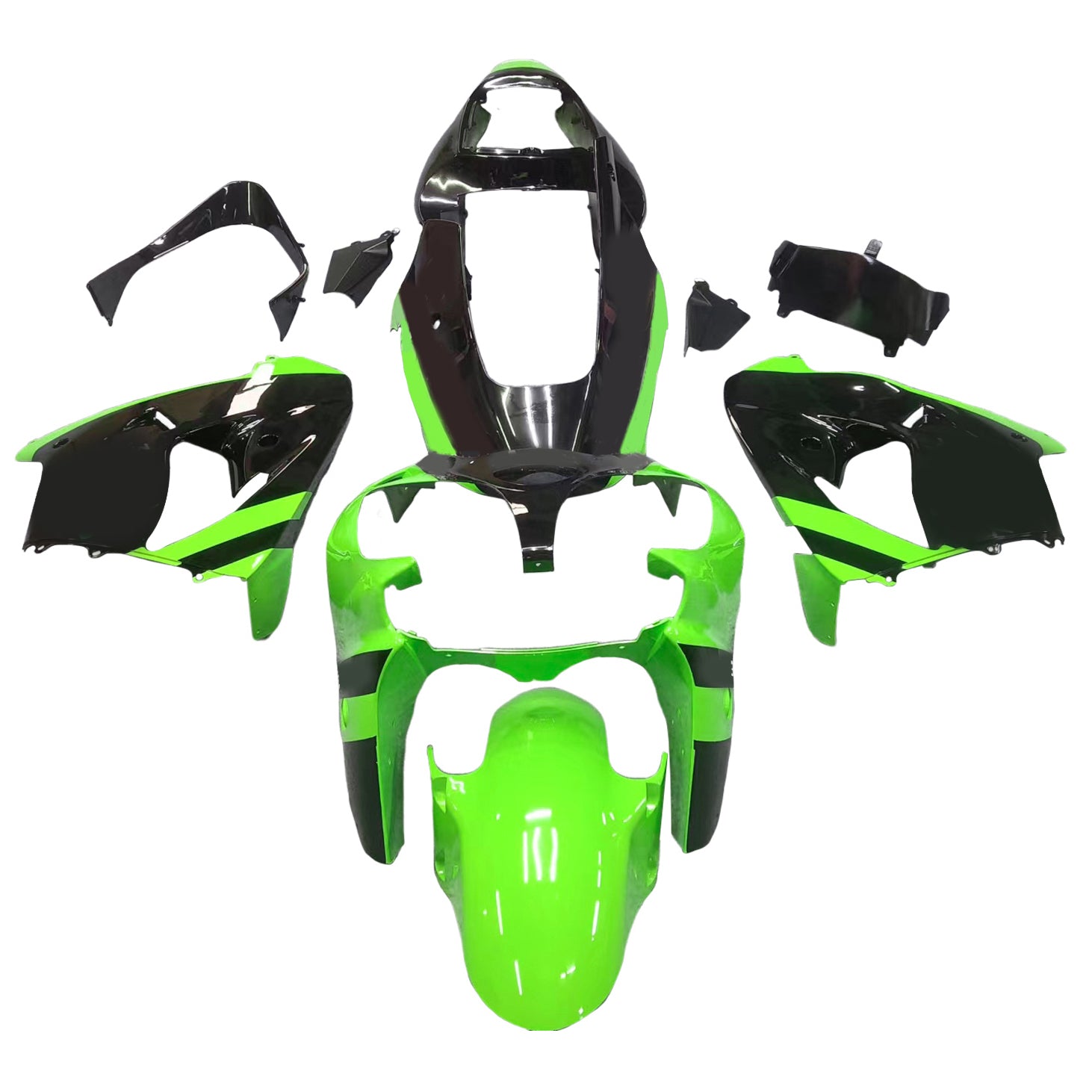 Amotopart 2002-2003 Kawasaki ZX9R Black&Green Style1 Fairing Kit