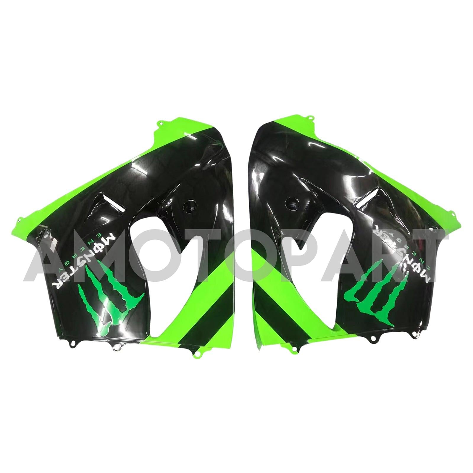 Amotopart 2002-2003 Kawasaki ZX9R Black&Green Monster Style1 Fairing Kit