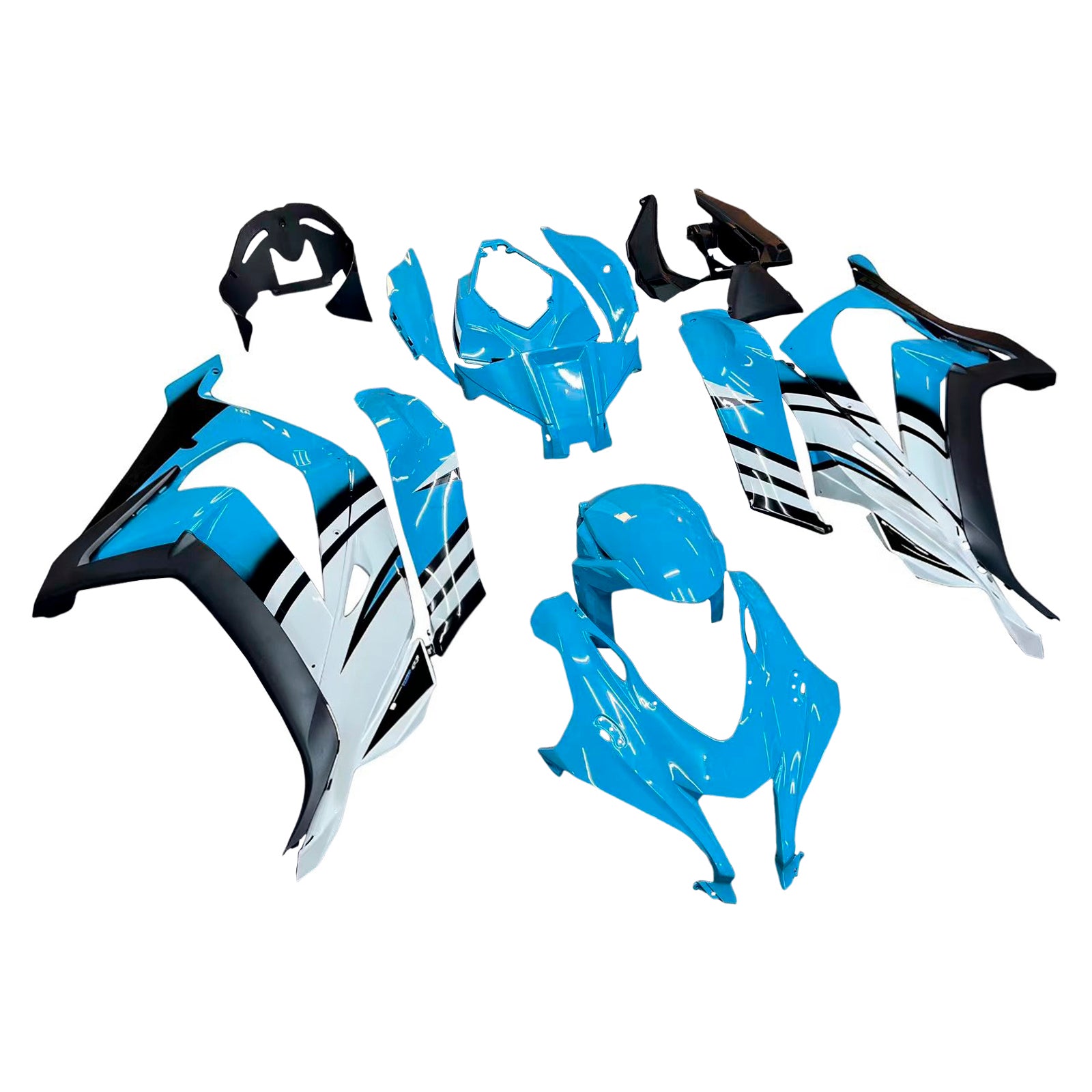Amotopart Kawasaki 2016-2020 ZX10R Blue White Fairing Kit
