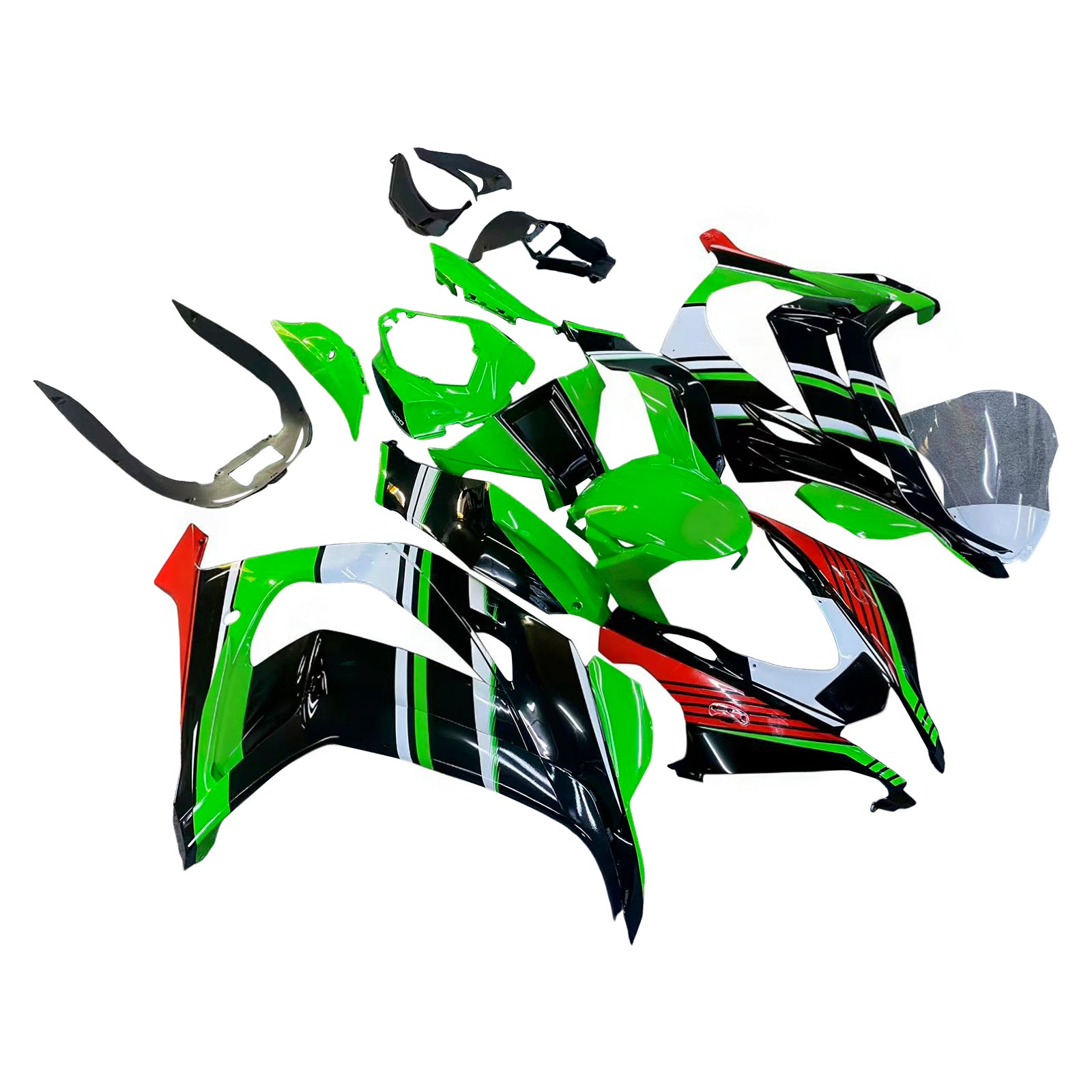 Amotopart Kawasaki 2016–2020 ZX10R Grün Schwarz Verkleidungsset