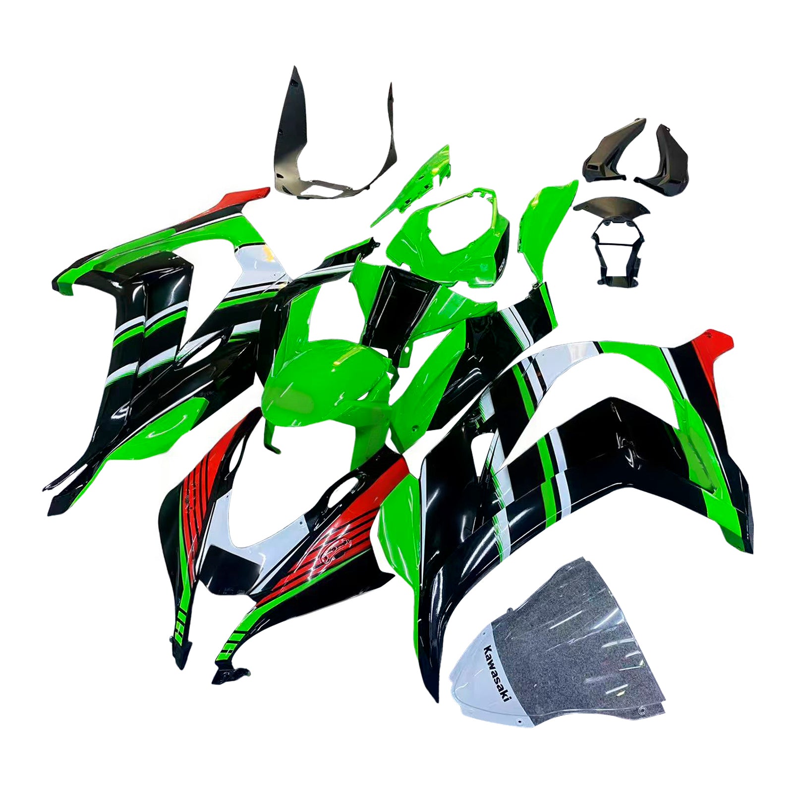 Amotopart Kawasaki 2016–2020 ZX10R Grün Schwarz Verkleidungsset