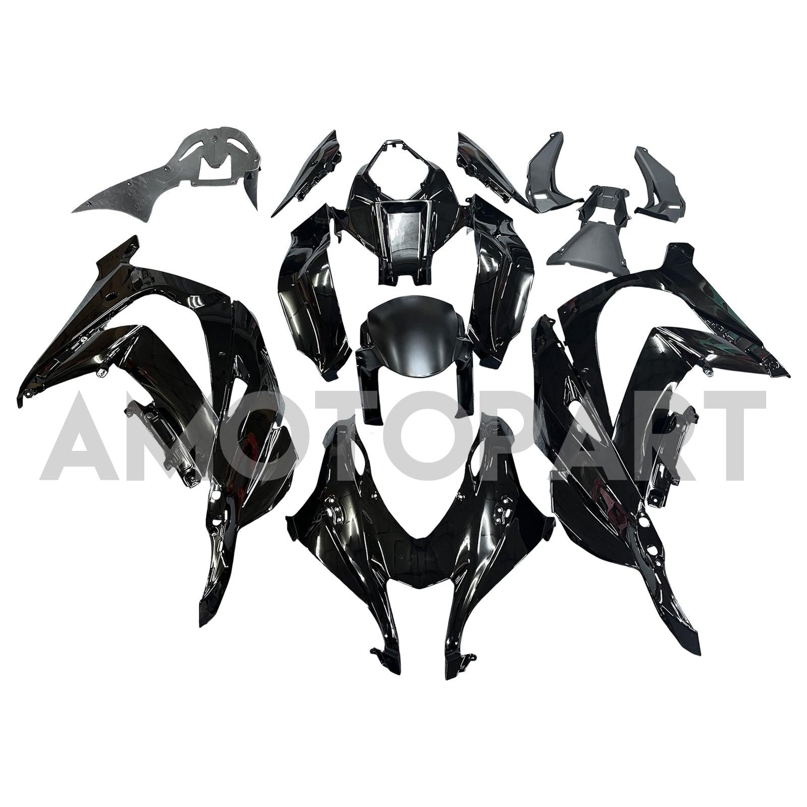 Amotopart Kawasaki 2016-2020 ZX10R Glossy Black Fairing Kit