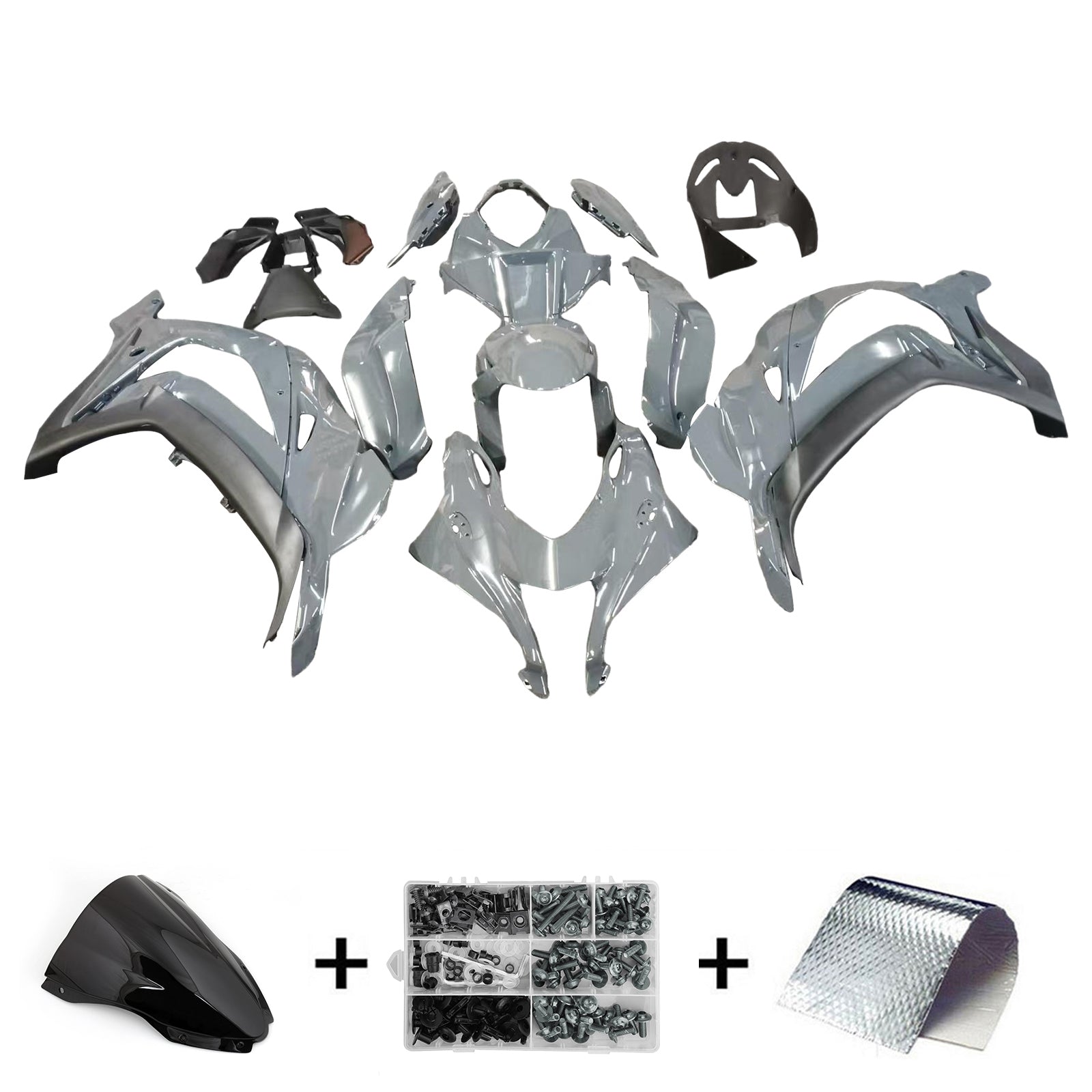Amotopart Kawasaki 2016-2020 ZX10R Glossy Gray Fairing Kit