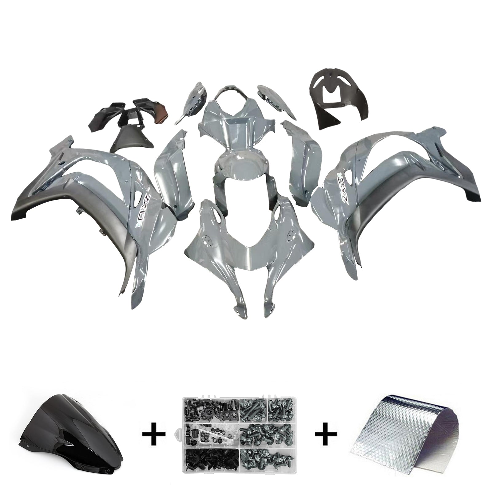 Amotopart Kawasaki 2016-2020 ZX10R Glossy Gray Fairing Kit