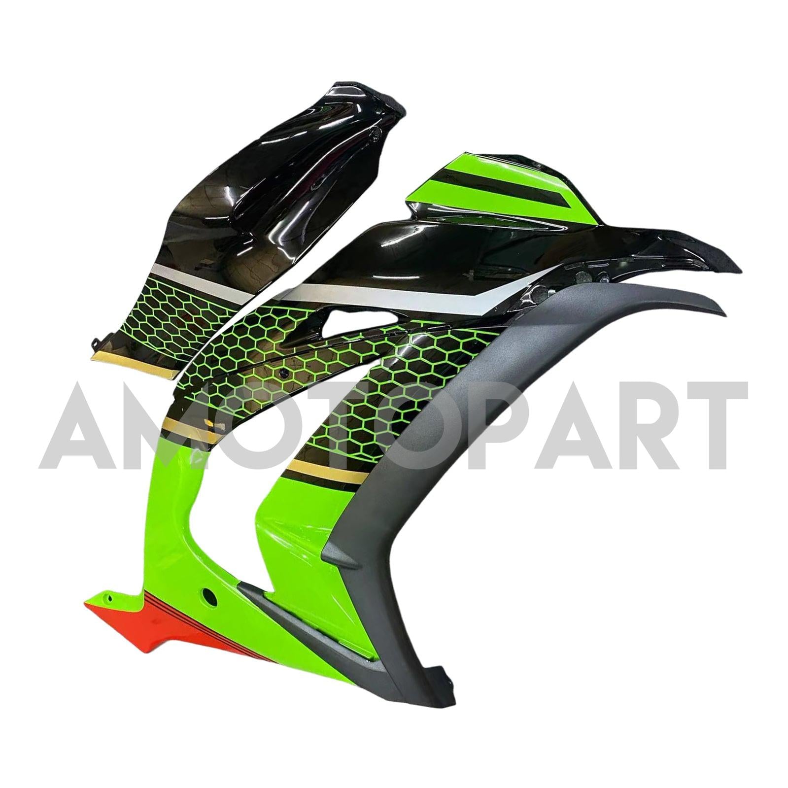 Amotopart Kawasaki 2016-2020 ZX10R Black&Green Style1 Fairing Kit