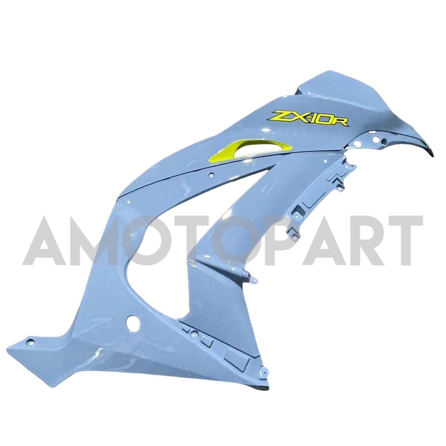 Amotopart 2016-2020 Kawasaki ZX10R Grey mix Blue with Yellow Fairing Kit