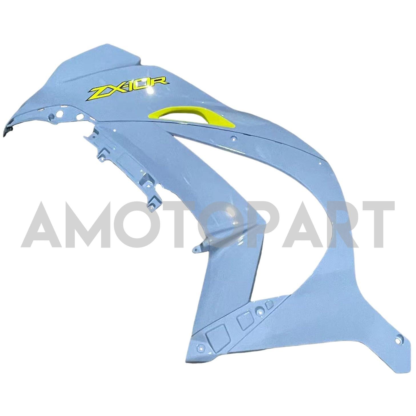 Amotopart 2016-2020 Kawasaki ZX10R Grey mix Blue with Yellow Fairing Kit