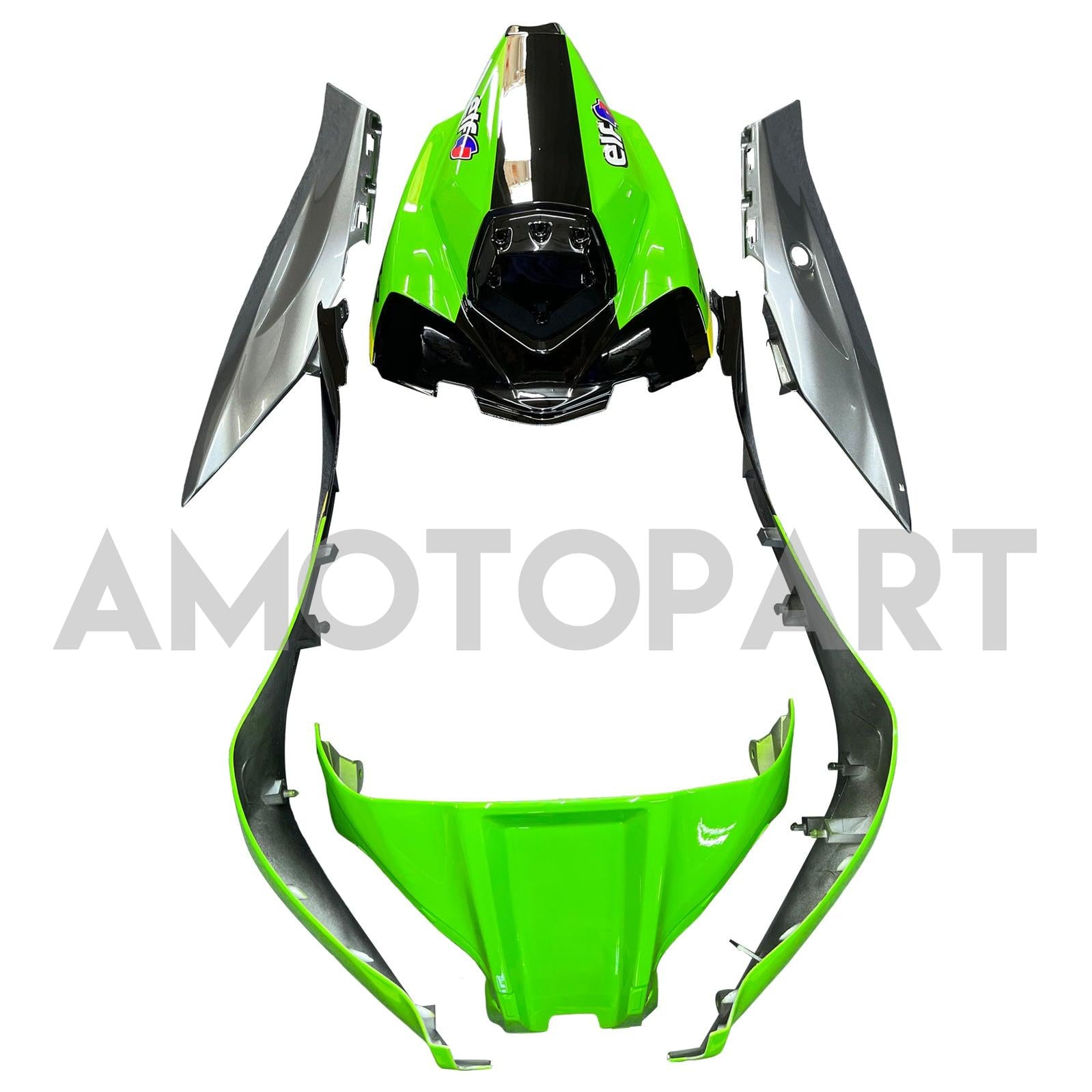 Amotopart 2016-2020 Kawasaki ZX10R Black & Green Style9 Kit de carenagem