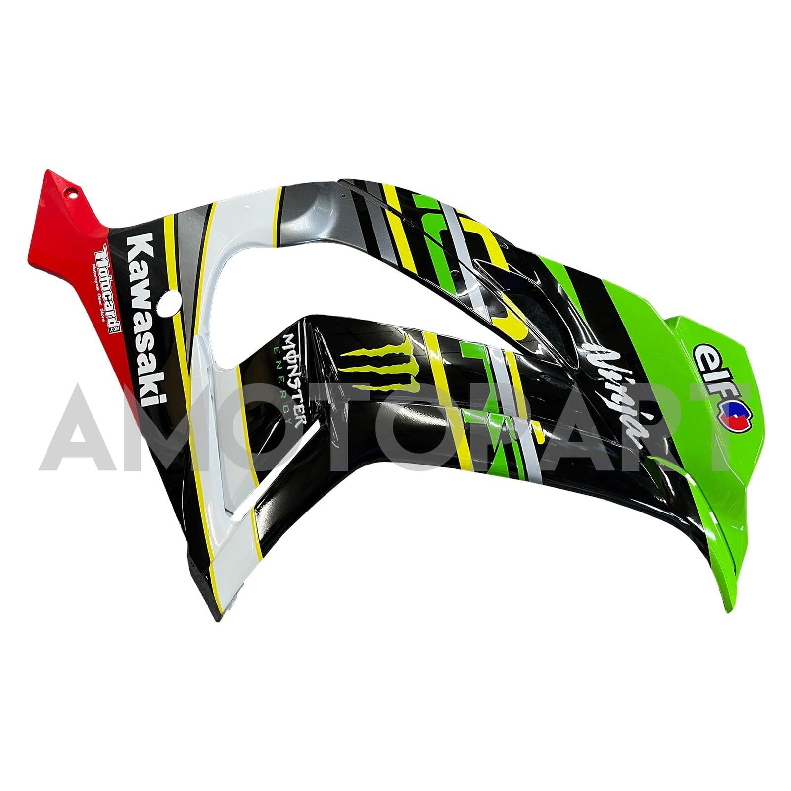 Amotopart 2016-2020 Kawasaki ZX10R Black & Green Style9 Kit de carenagem