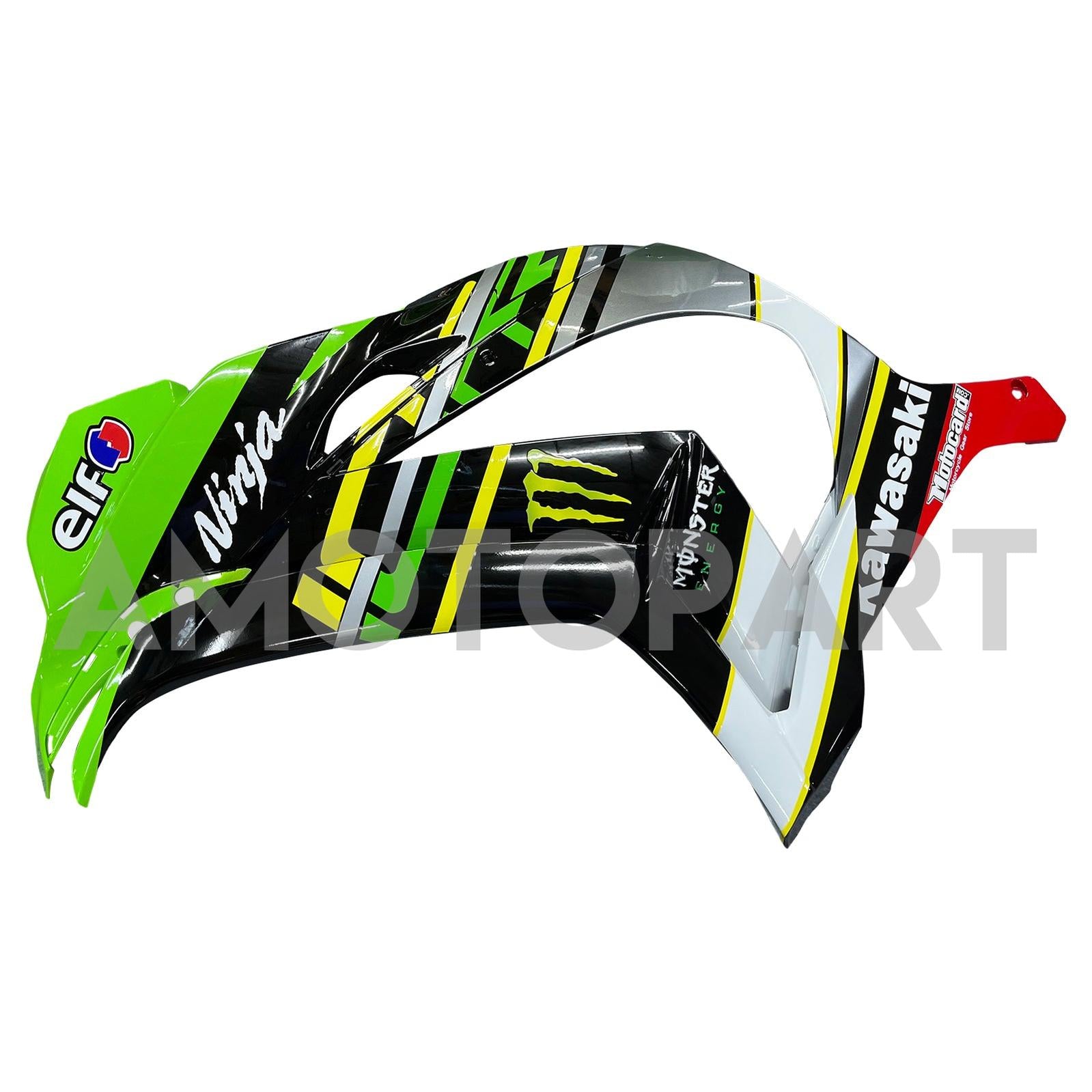 Amotopart 2016-2020 Kawasaki ZX10R Black & Green Style9 Kit de carenagem