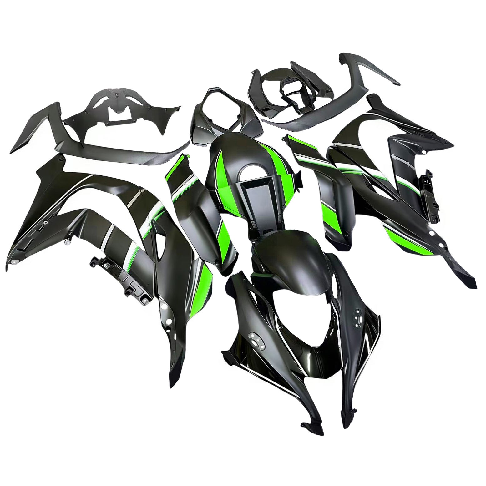 Amotopart 2016-2020 Kawasaki ZX10R Black & Green Style 10 Fairing Kit