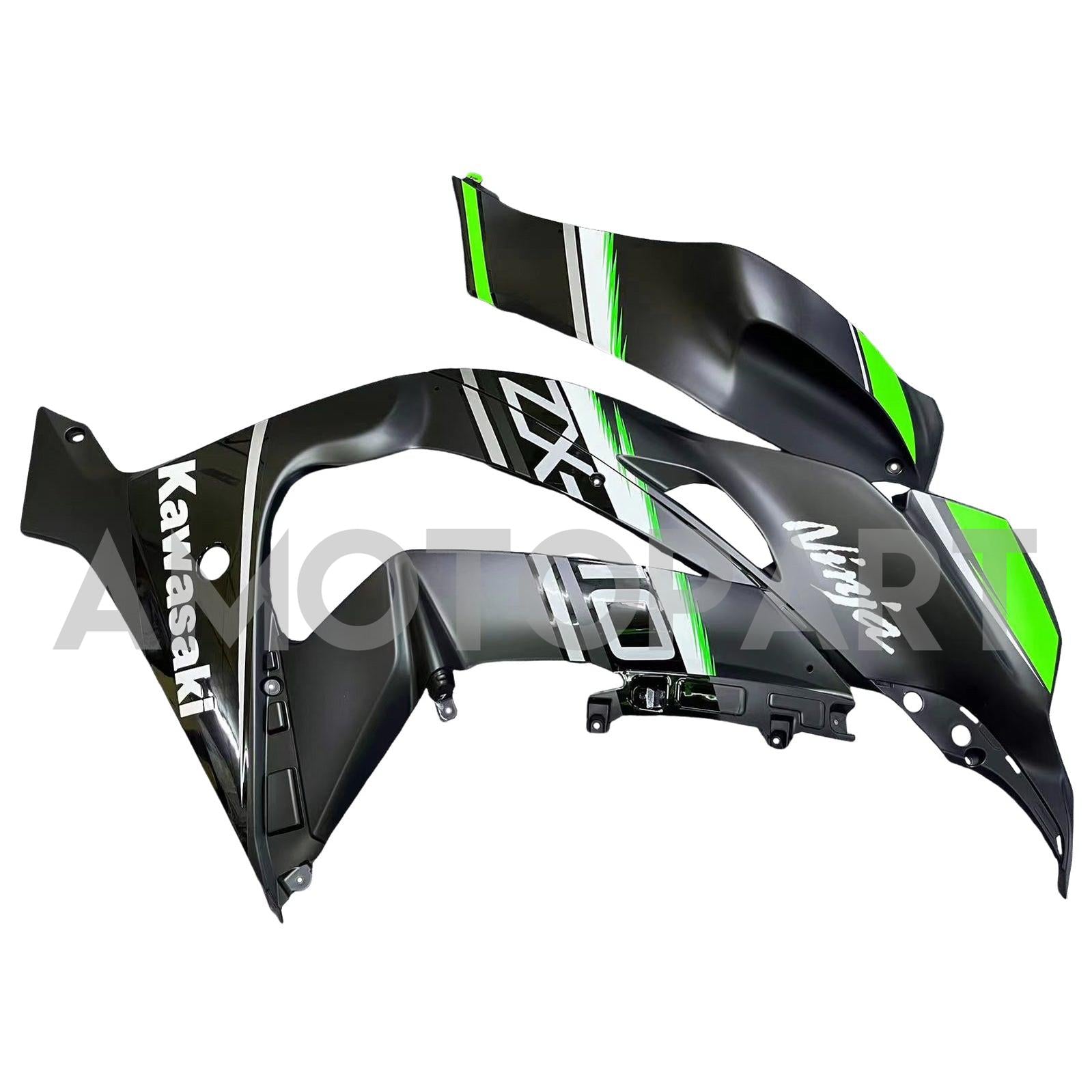 Amotopart 2016–2020 Kawasaki ZX10R, Schwarz&Grünes Style10 Verkleidungskit