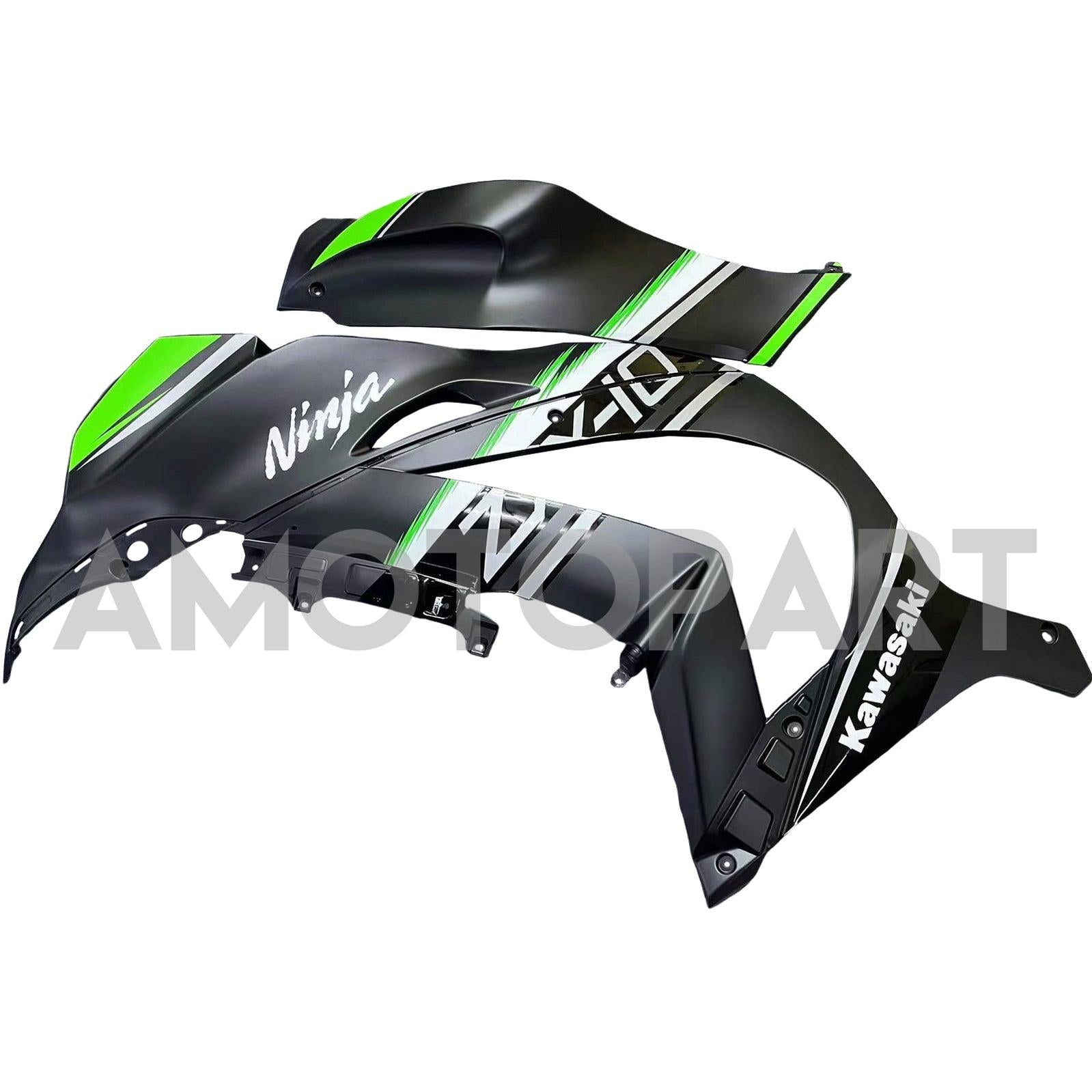 Amotopart 2016–2020 Kawasaki ZX10R, Schwarz&Grünes Style10 Verkleidungskit