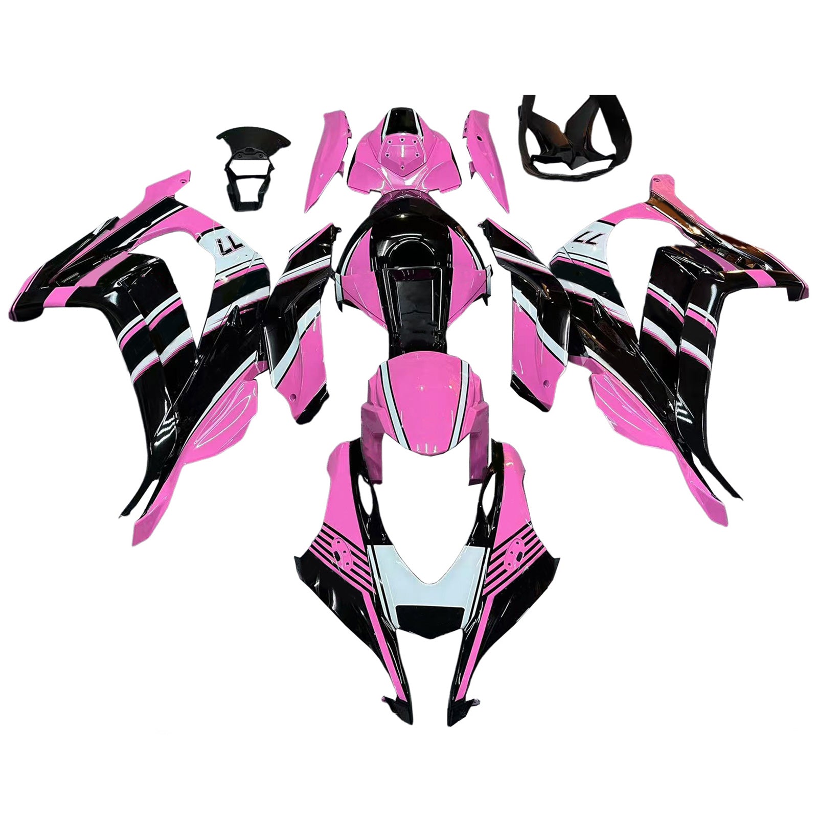 Amotopart 2016-2020 Kawasaki ZX10R Pink&Schwarzes Verkleidungsset