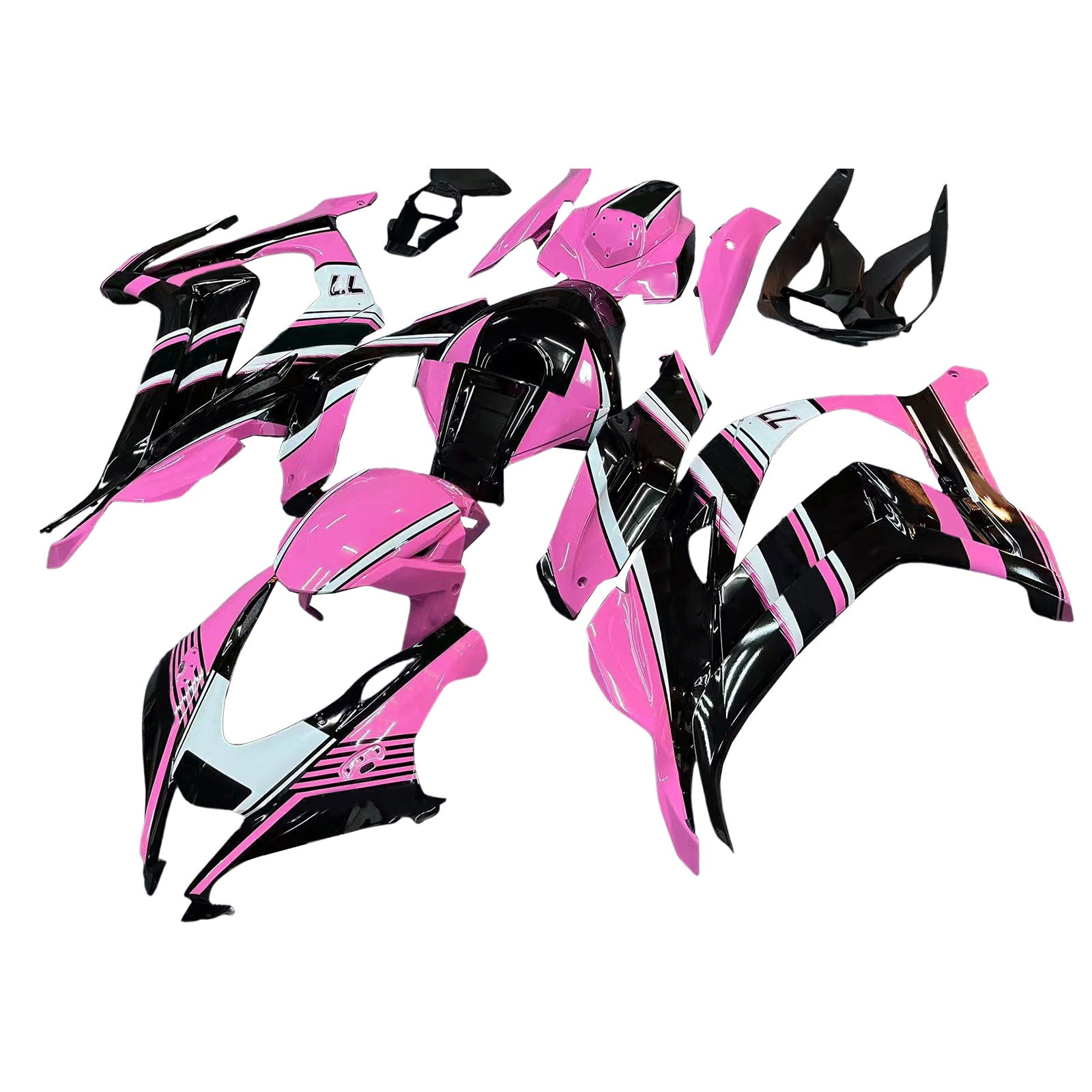 Amotopart 2016-2020 Kawasaki ZX10R Pink&Schwarzes Verkleidungsset