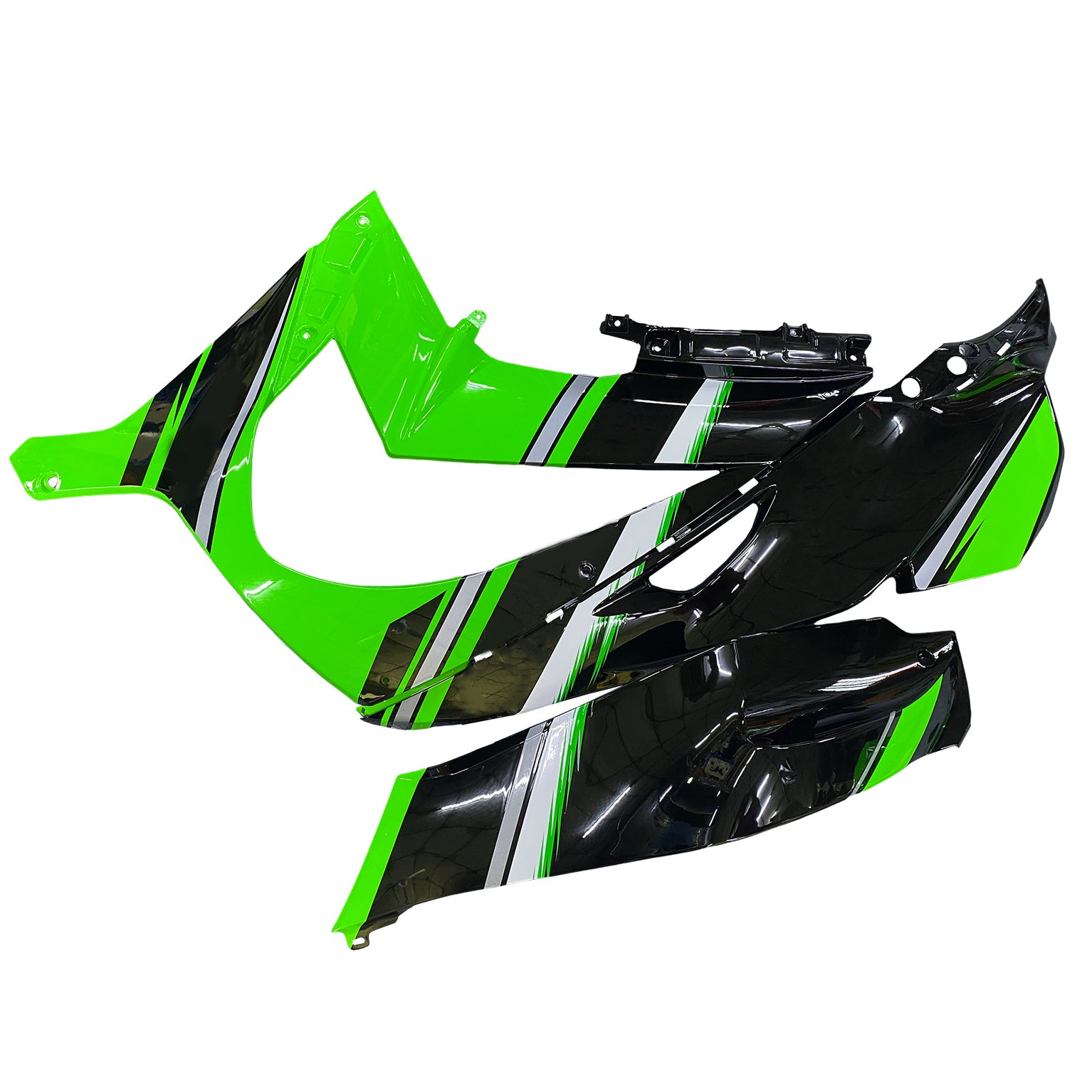 Amotopart 2016-2020 Kawasaki ZX10R Black & Green Style8 Fairing Kit