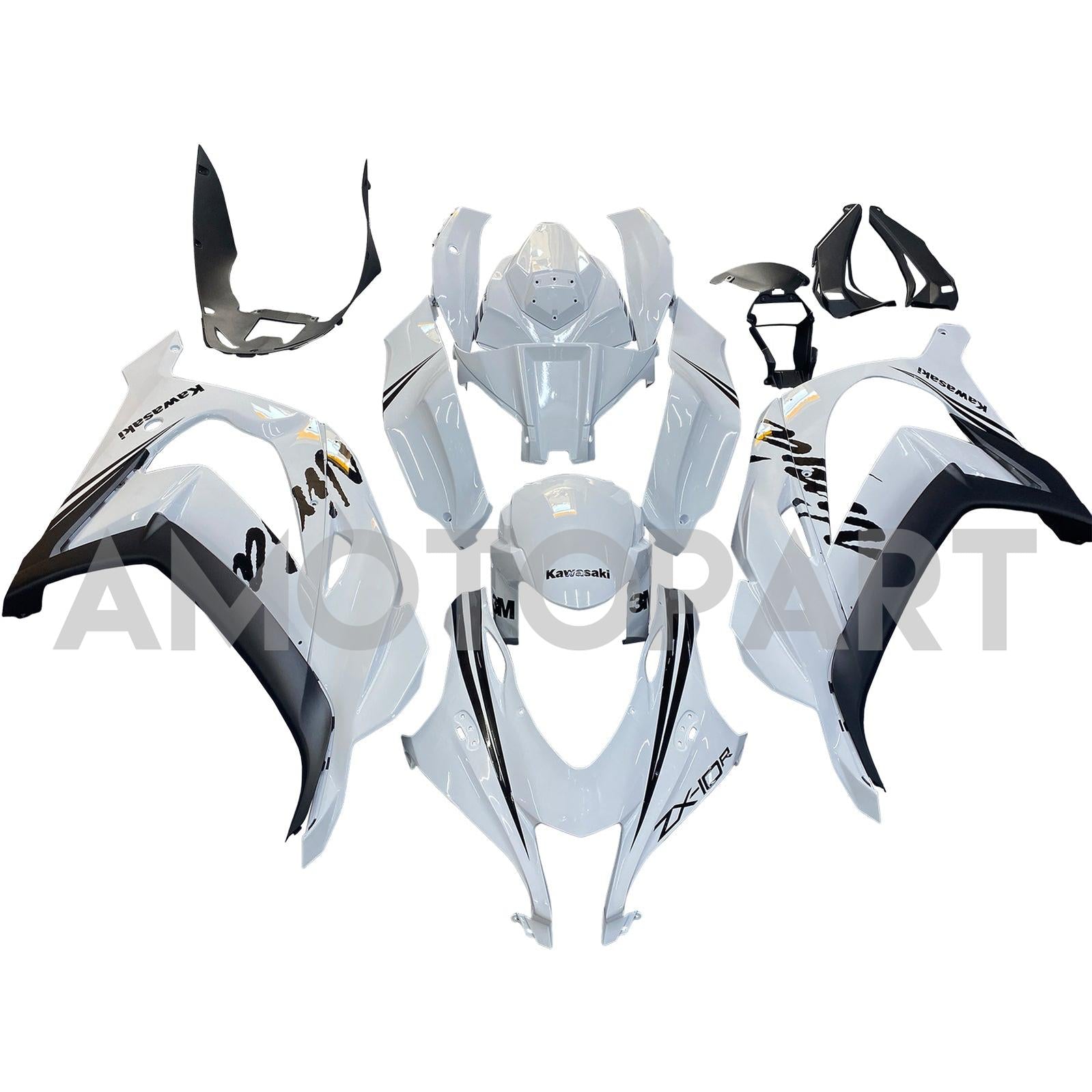 AMOTOPART 2016-2020 KAWASAKI ZX10R VIT MED Black Logo Fairing Kit