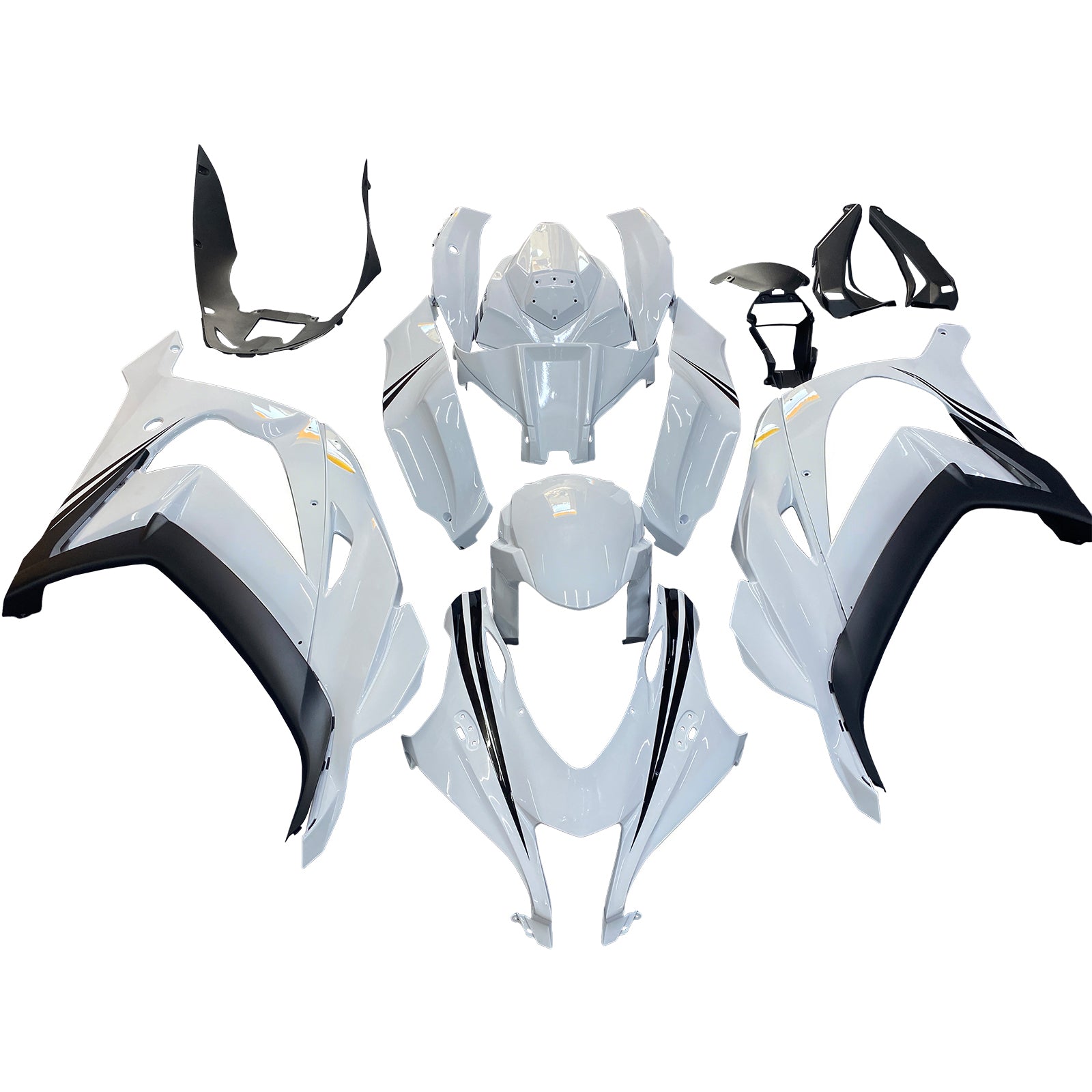 Amotopart 2016-2020 Kawasaki ZX10R White Fairing Kit
