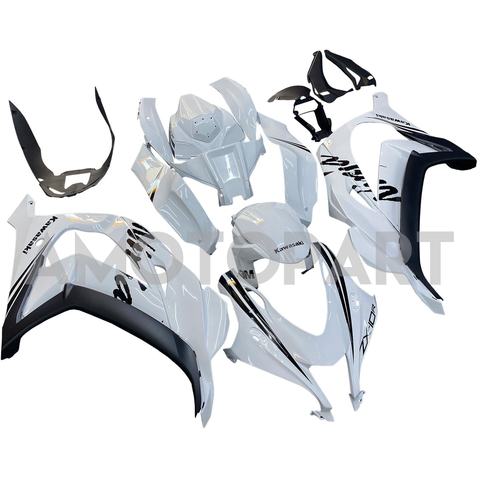 AMOTOPART 2016-2020 KAWASAKI ZX10R VIT MED Black Logo Fairing Kit