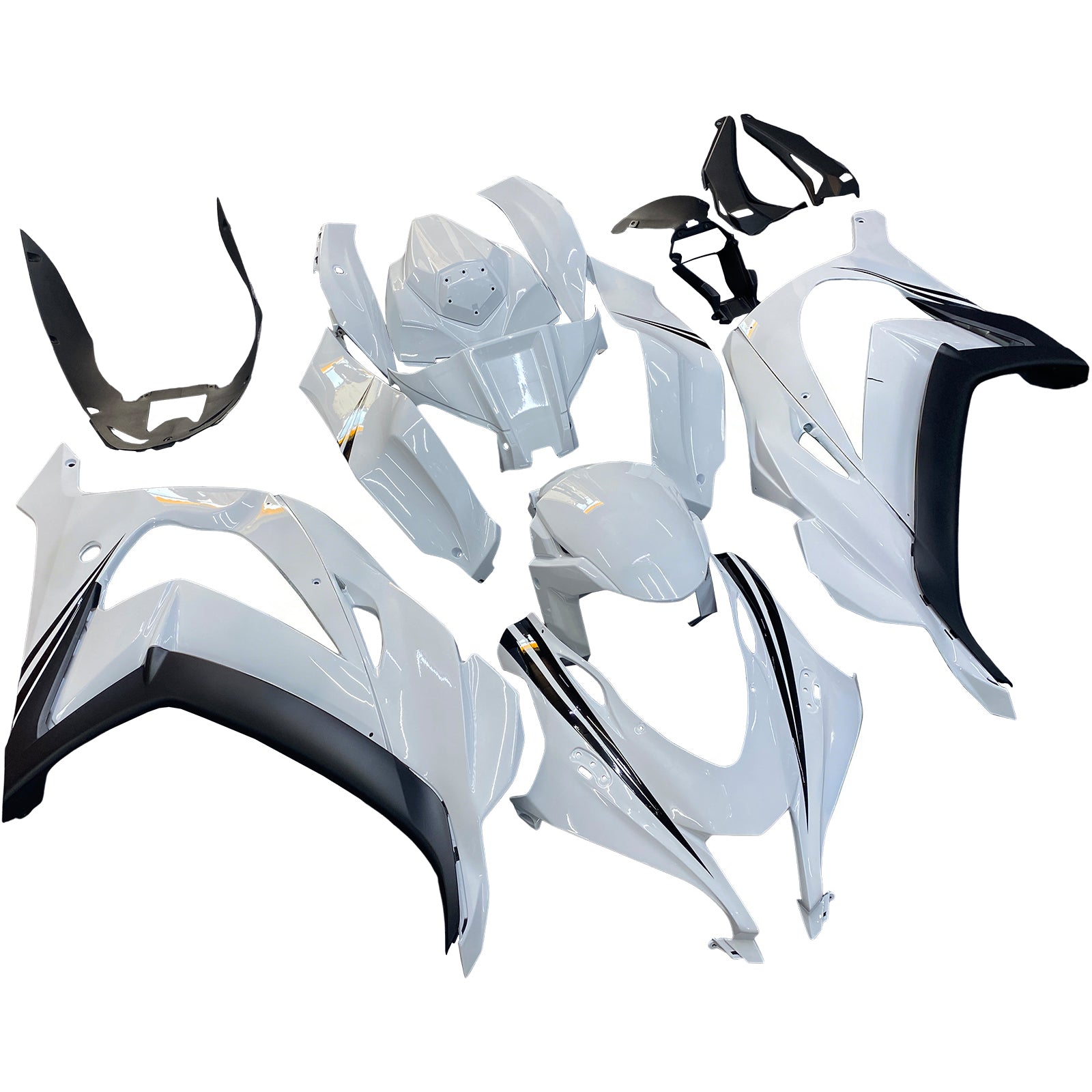 Amotopart 2016-2020 Kawasaki ZX10R White Fairing Kit