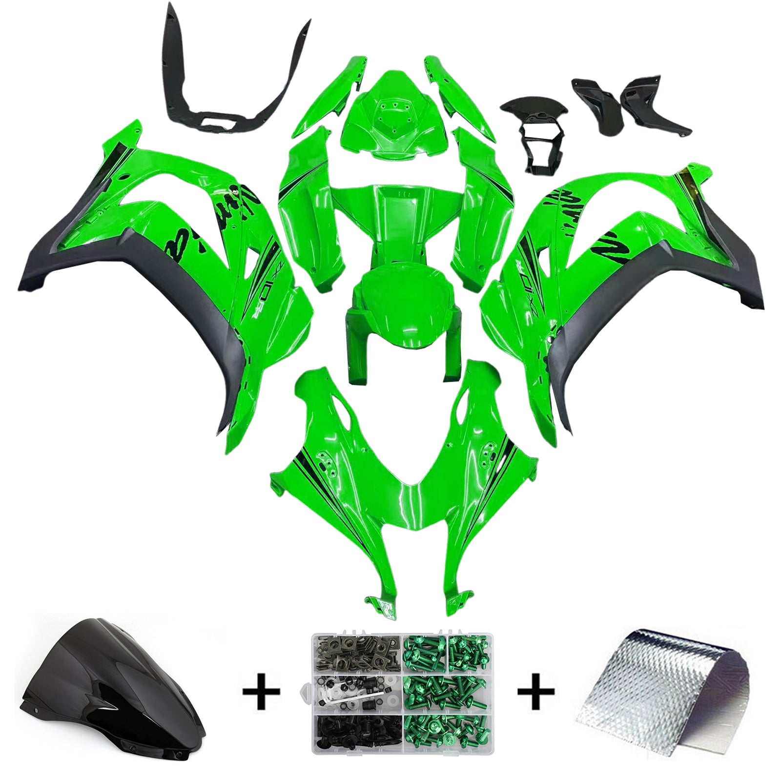 Amotopart 2016-2020 Kawasaki ZX10R Green Fairing Kit