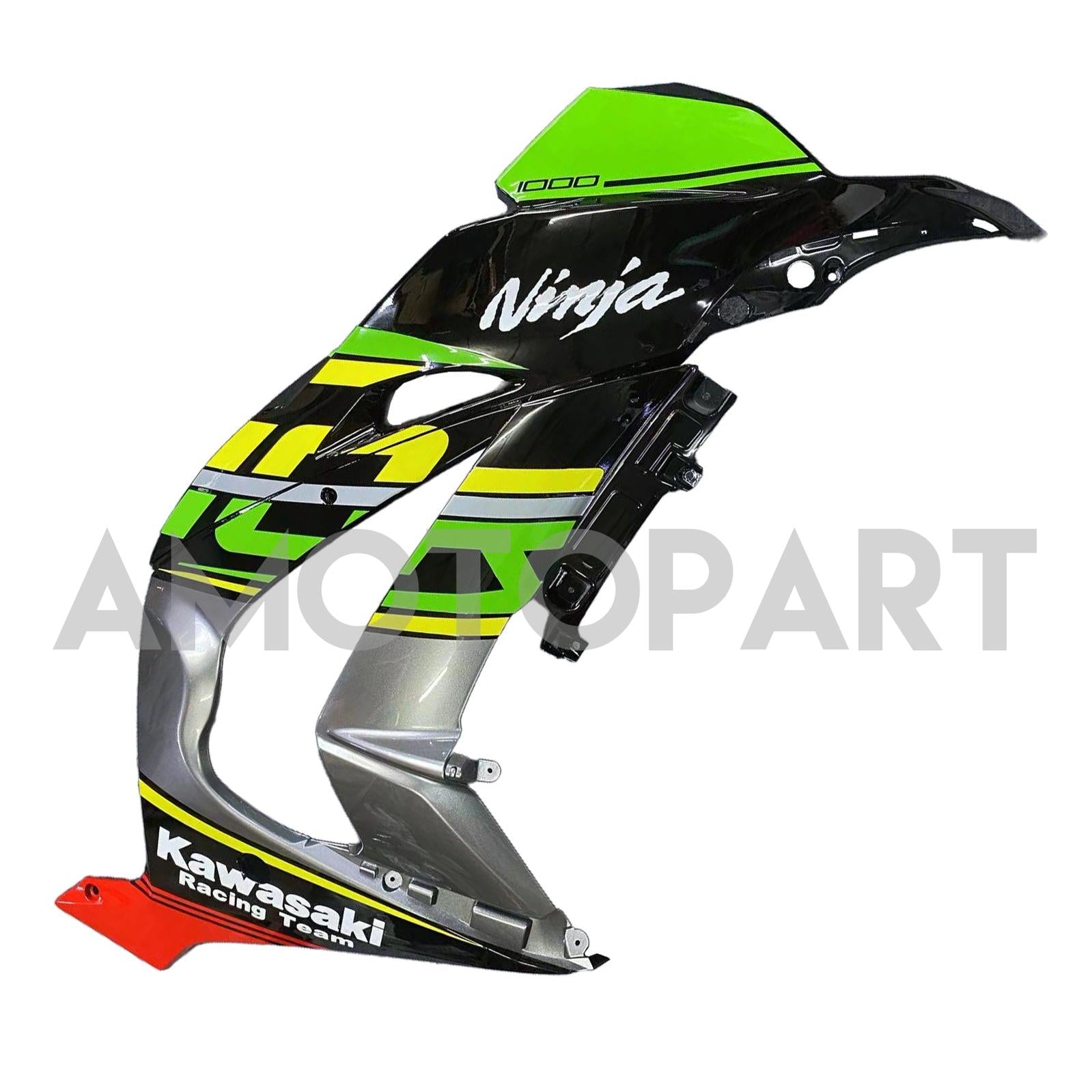 Amotopart 2016-2020 Kawasaki ZX10R Black&Green Style7 Fairing Kit