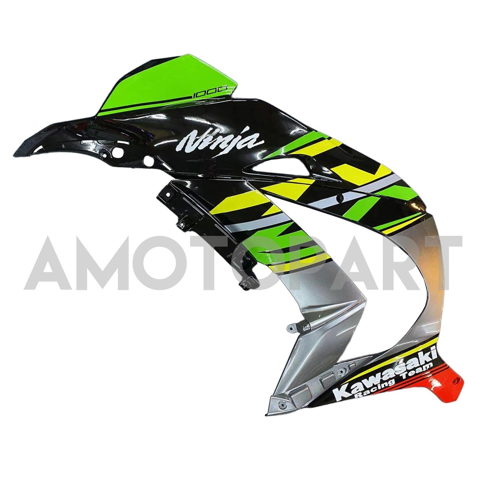 Amotopart 2016-2020 Kawasaki ZX10R Black&Green Style7 Fairing Kit